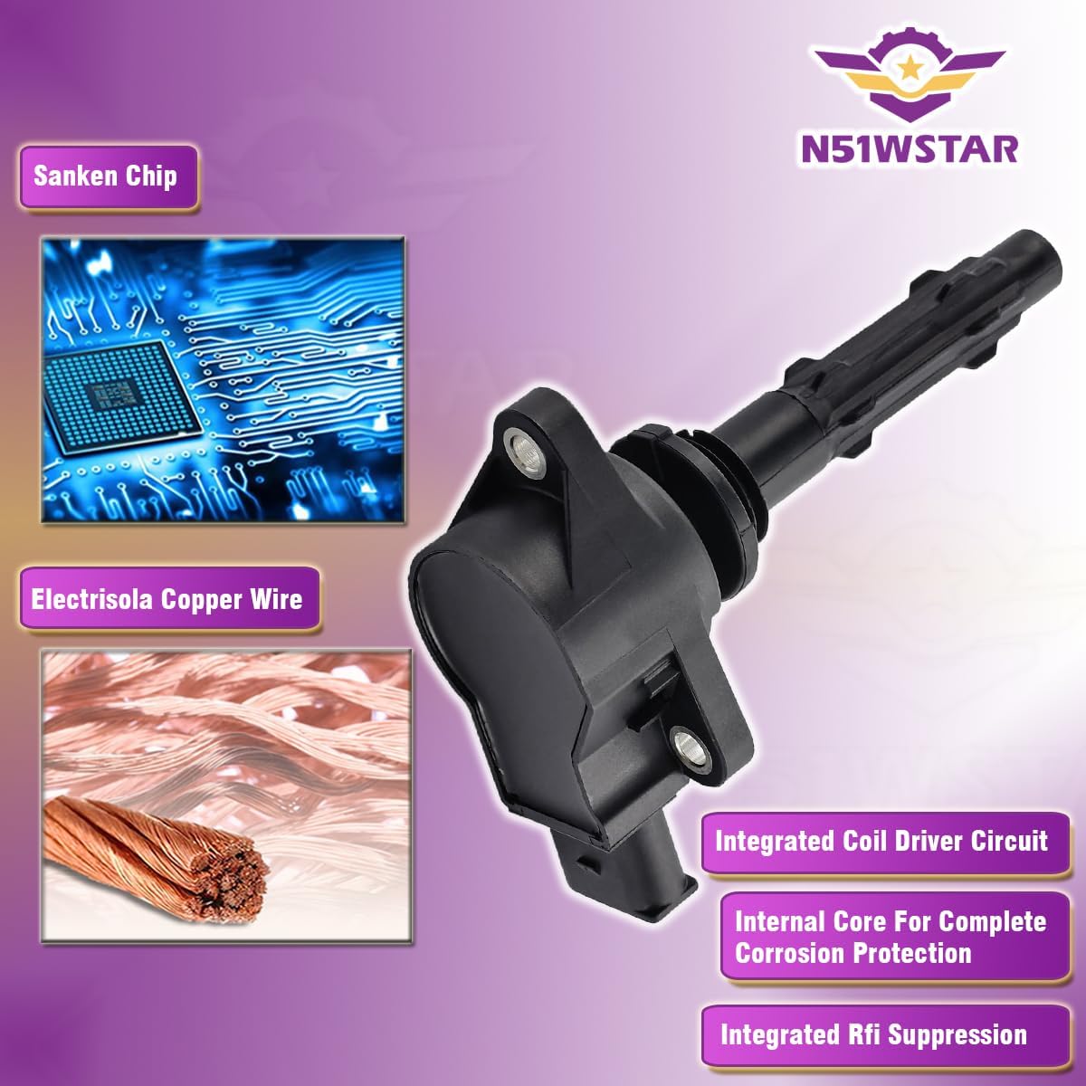 Ignition Coil Pack Uf535 Set Of 6 Compatible With Mercedes-Benz C230 C280 C300 C350 CLK350 E350 GLK350 ML350 ML450 R350 S400 SLK280 SLK300 SLK350 Sprinter 2.5L 3.0L 3.5L V6 M272