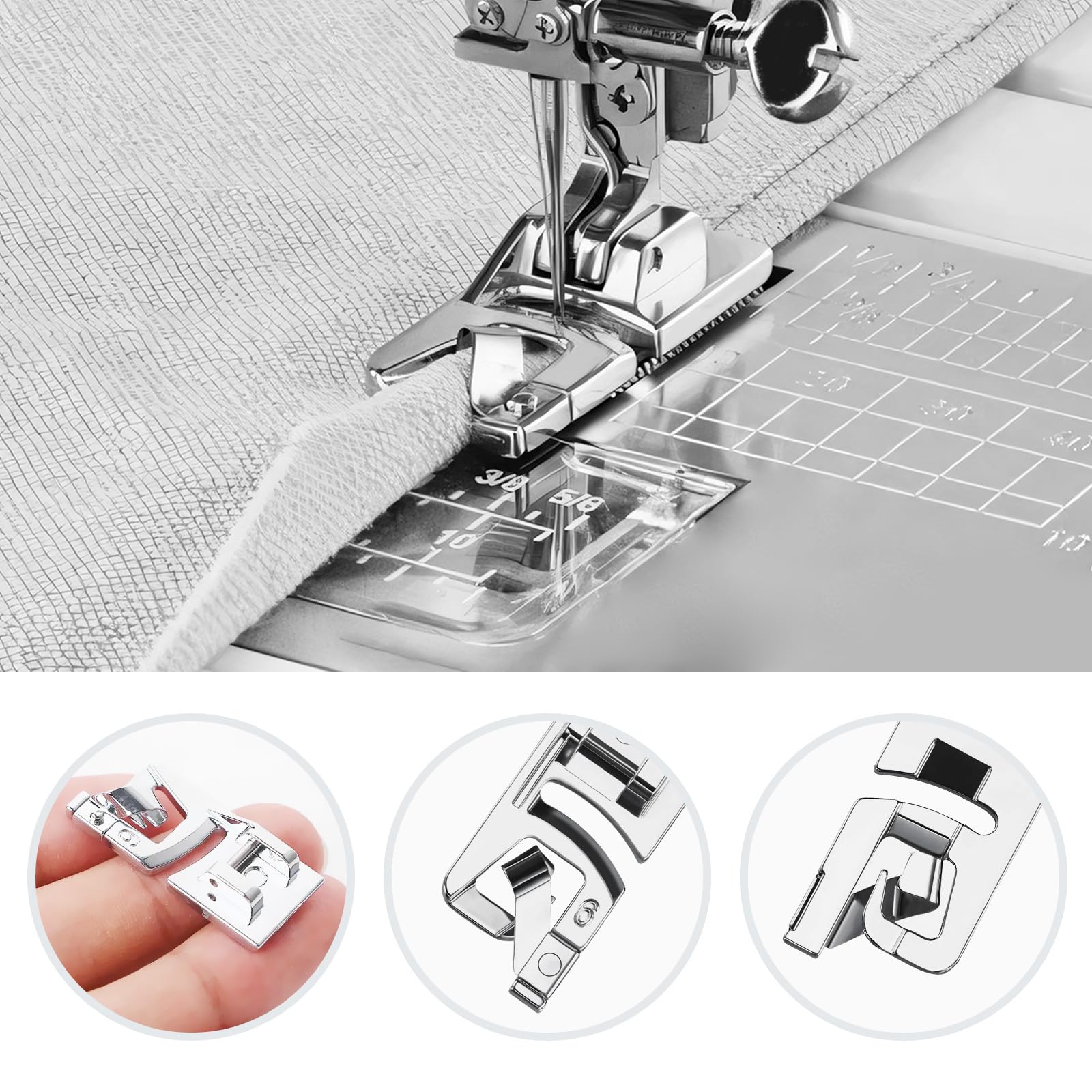 3 Rollsaum-Nähfüße Aus Edelstahl – Für Singer, Brother Nähmaschinen, 3/4/6 Mm