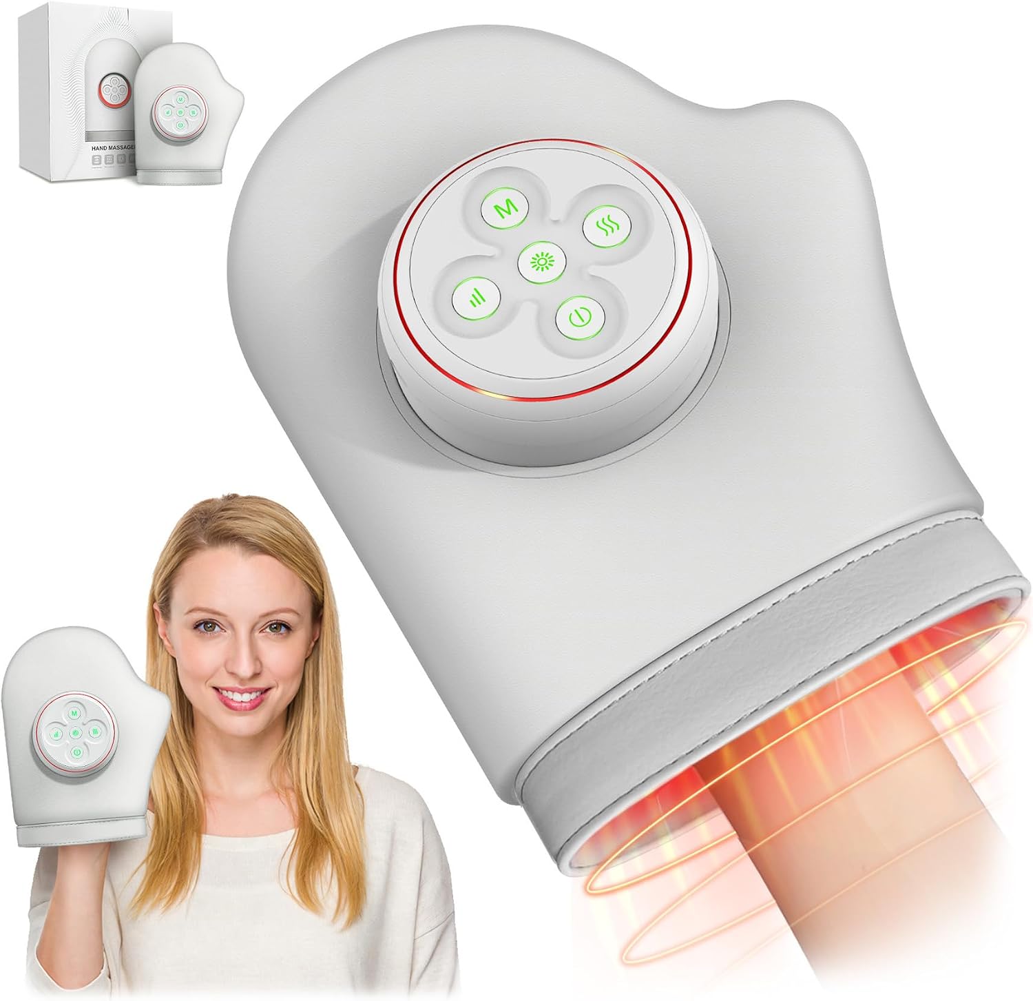 Hand Massager with Heat,FSA-HSA eligible Cordless Electric Hand Massager for Arthritis and Carpal Tunnel,with 5 Compression Levels & 3 Heating Settings, Hand Massage Machine for Finger, Palm & Wrist