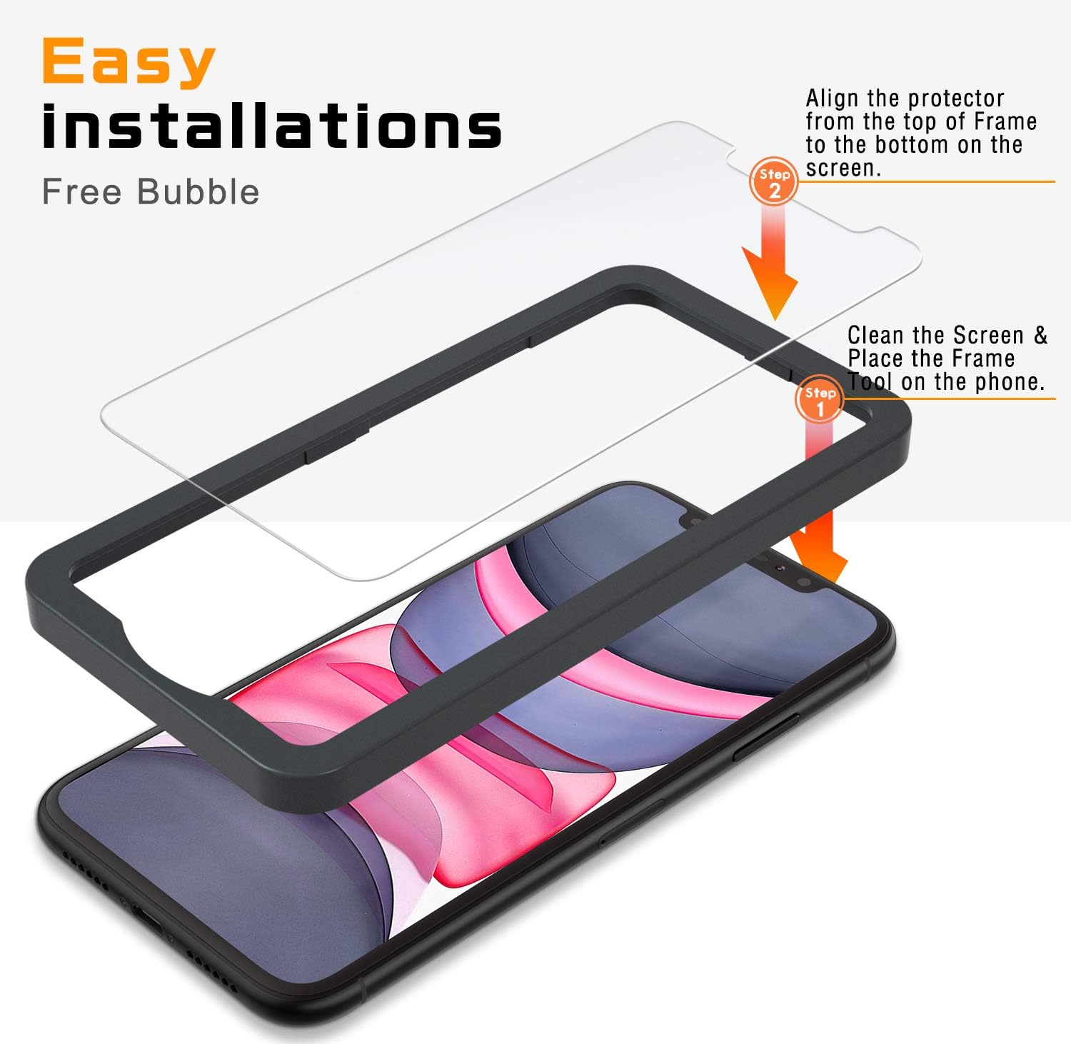 [5 Pack] NEARPOW Screen Protector for iPhone 11 Pro Max iPhone XS Max, Tempered Glass Screen Protector with Alignment Frame for iPhone Xs Max/ 11 Pro Max [Scratch Proof ] [Bubble Free] [High Responsive]
