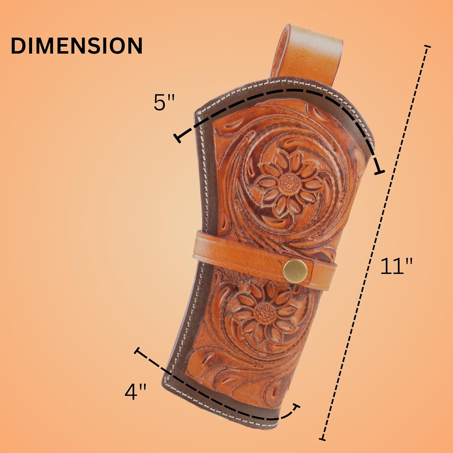 Hulara Full Grain Buff Leather Cross Draw Gun Holder 22 .38/357 .44/45 Cal Revolver Gun Western Holster Fit 4" to 8" Revolver Holster