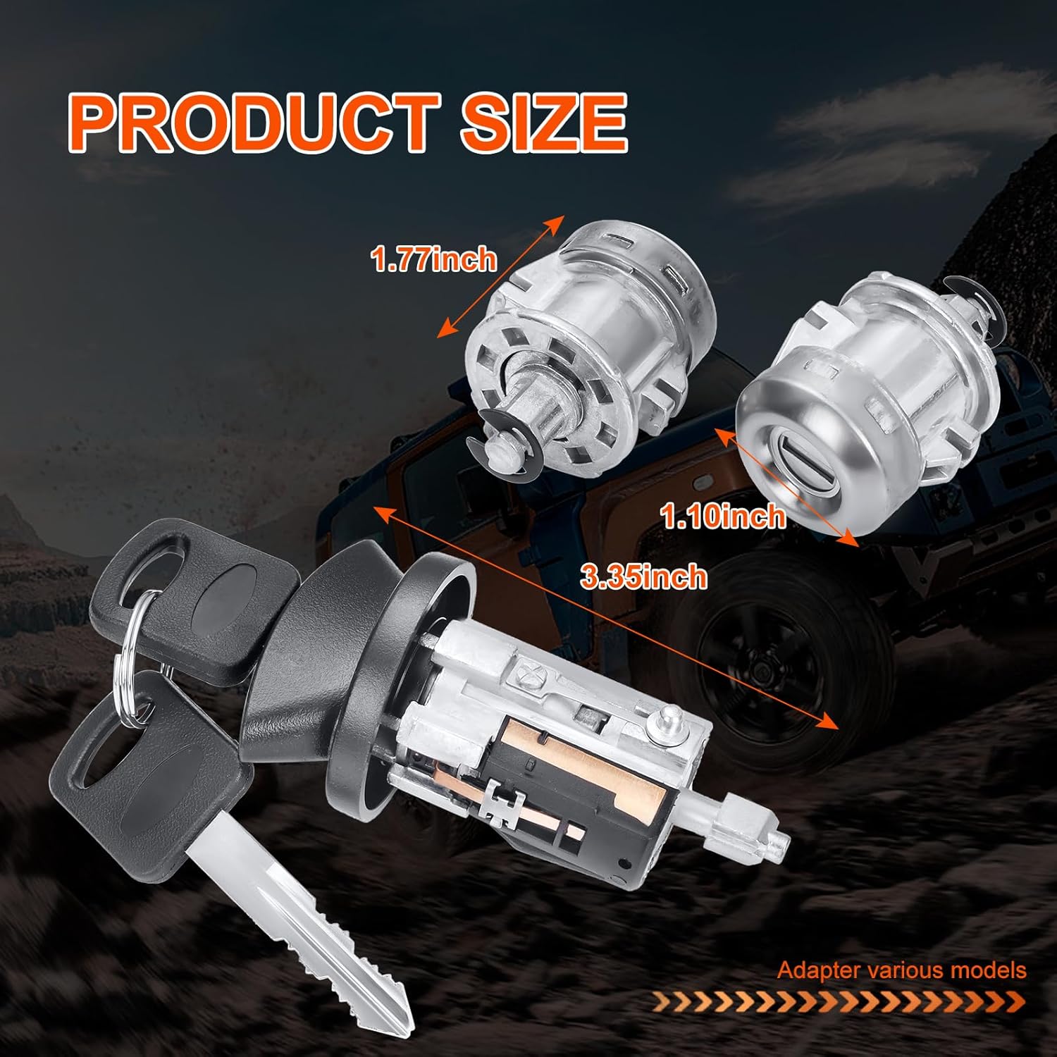 Ignition Switch & Door Lock Cylinders with Keys - Replacement for 1997-2007 Ford F250/350 F-150 & More Expedition Lincoln Blackwood Navigator - OE Number: LC6177 + DL5885 X2 + 597638(No chip)