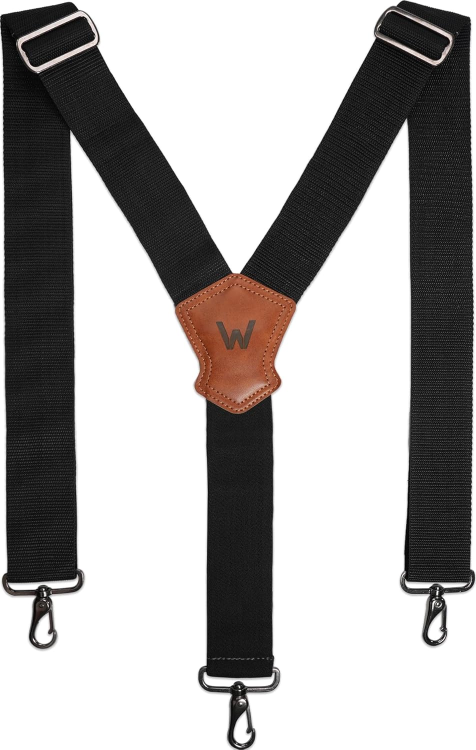 WELKINLAND 2Inch Y-Back Mens Suspenders, Heavy-Duty Suspenders Y Back, Wide Mens Suspender Hooks for Jeans Heavy Duty, Black Men Suspender Pants