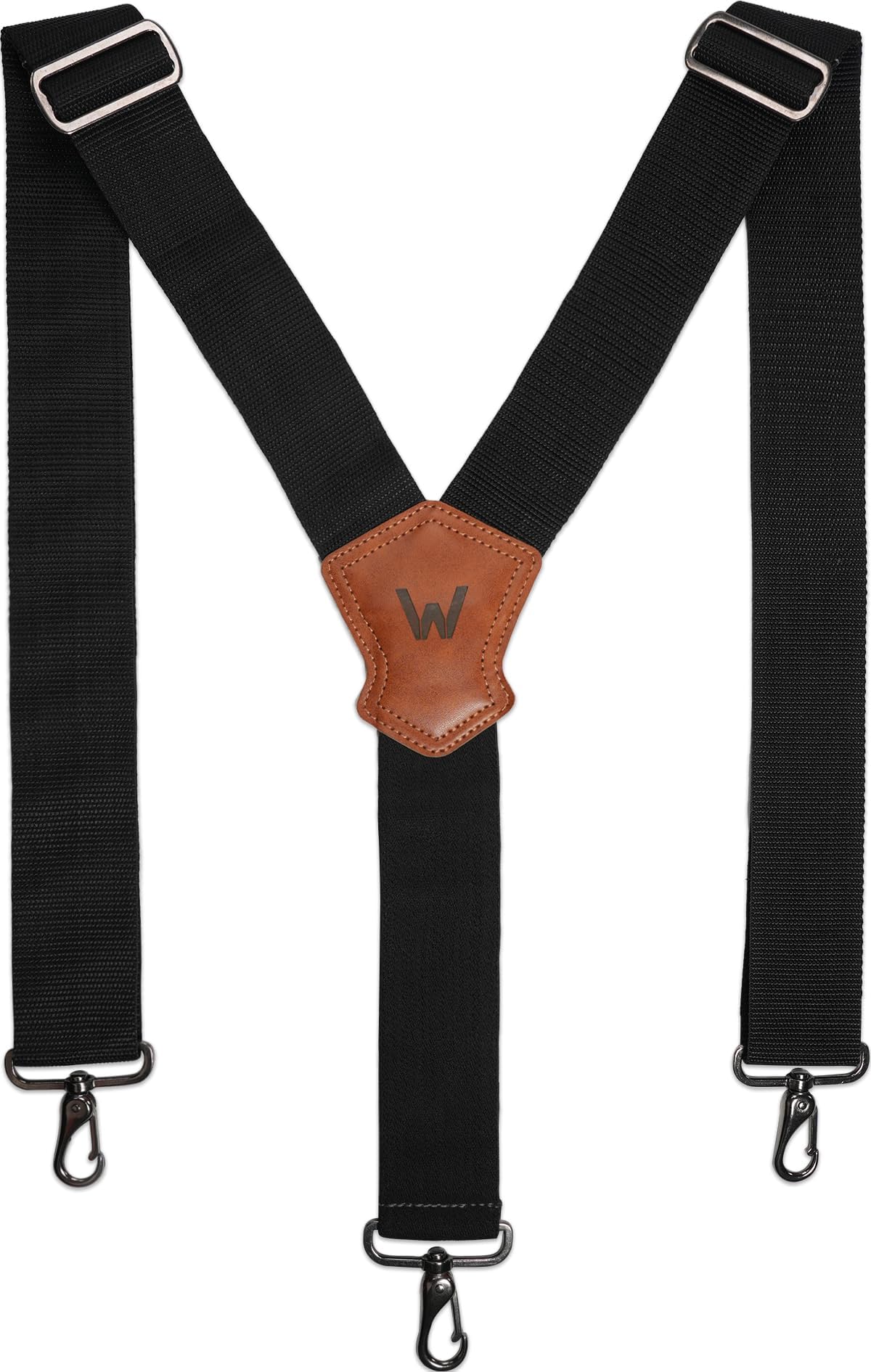 2-Inch Y-Back Heavy-Duty Men's Suspenders With Hooks for Pants and Jeans in Black