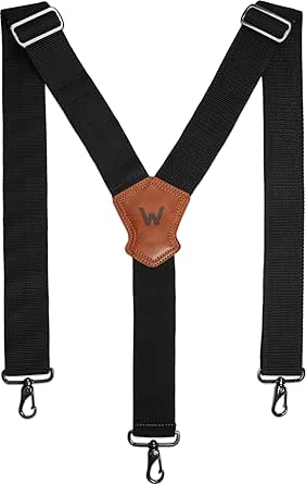 WELKINLAND 2 Men's Suspenders Heavy Duty Suspenders &amp; Wide Back Bib Pants Black Jeans