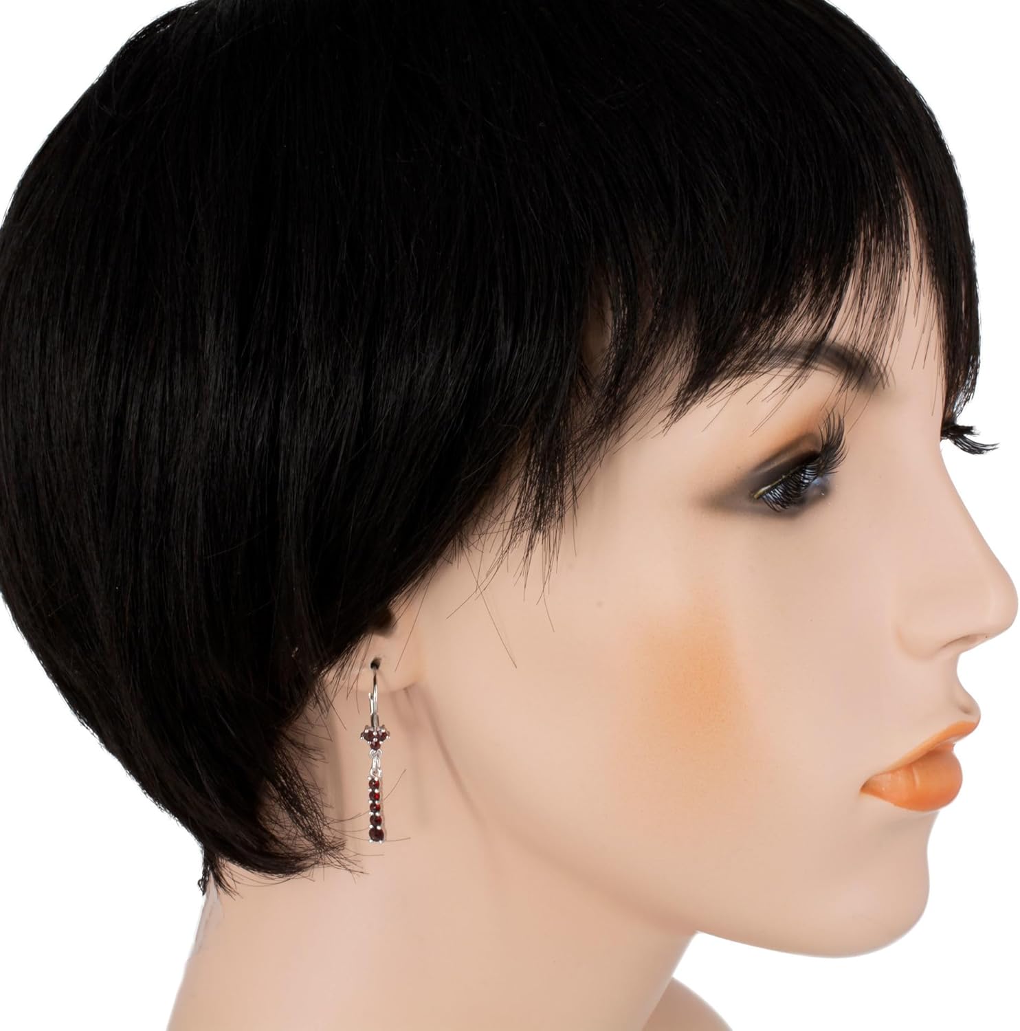 Bohemian Garnet Lever Back Dangling Earrings, Gemstone Dangle Earrings - Sterling Silver Jewelry Collection