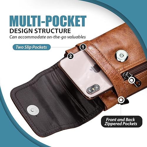 Miniatura 4 de Hengwin Funda de piel auténtica 2 en 1 compatible con iPhone 14 Pro Max iPhone 13 Pro Max, funda para teléfono celular con clip para cinturón +