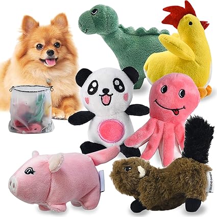 Squeaky Plush Dog Toy Pack for Puppy, Small Stuffed Puppy Chew Toys 6 Dog Toys Bulk with Squeakers, Cute Soft Pet Toy for Small Medium Size Dogs