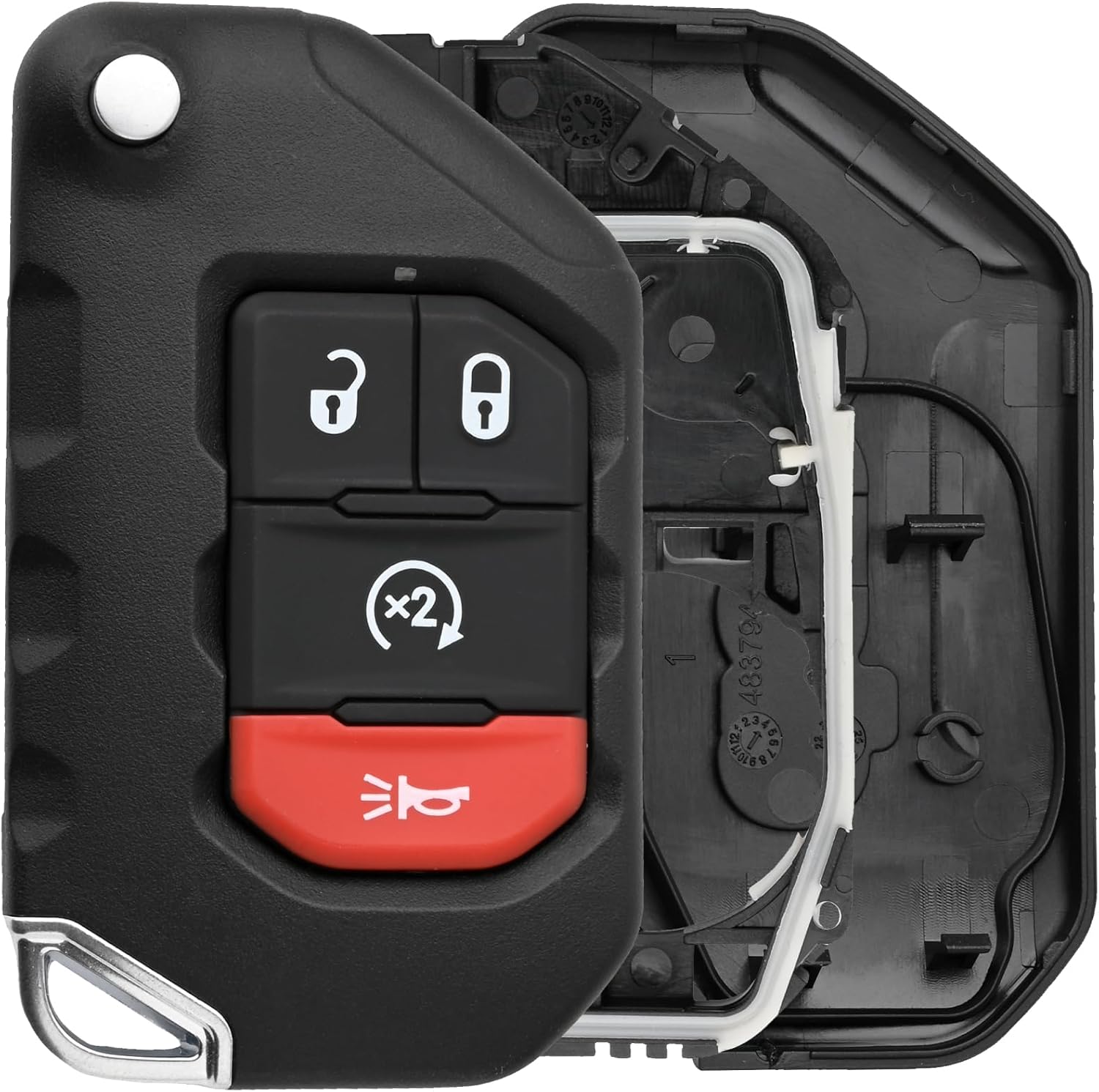 68292944 Key Fob Shell Case Compatible with Wrangler 2018-2024 Wrangler JK 2018 Gladiator 2020-2024 2PCS