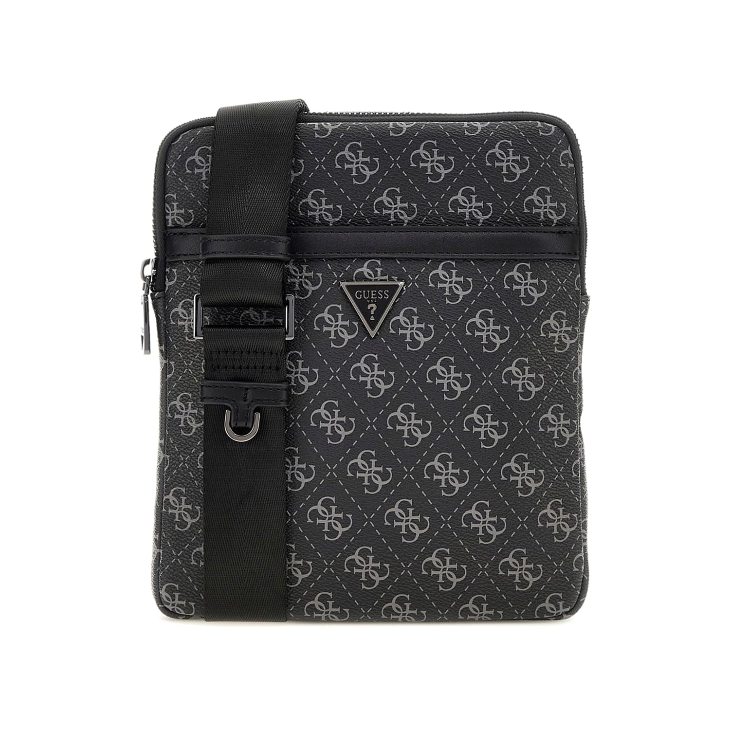 Guess Men's Black Vezzola Smart Flat Crossbody - Cross Body Messenger - One Size - Bags