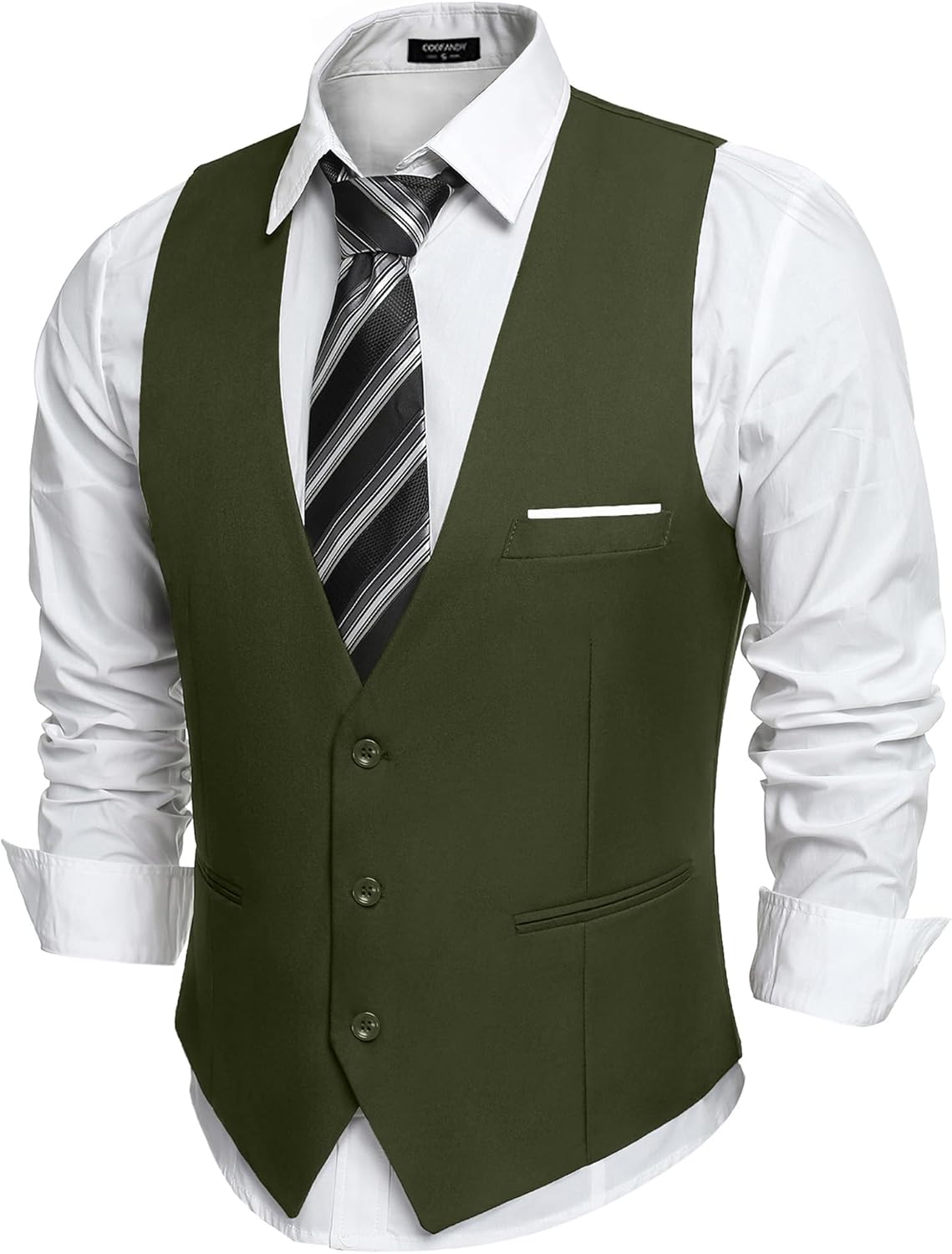 COOFANDY Men's Suit Vest Slim Fit Formal Dress Waistcoat Casual Business Vests for Suit or Tuxedo - Image 2