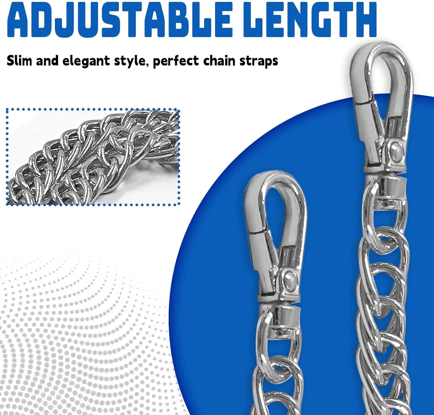 Luomorgo 2 Pcs Metal Chain Handles Strap, Purse Chain Straps Replacement, Handbags Chain Handles for Shoulder Bags, Clutch Purse DIY Crafts (Silver, 23.6" Length) - Image 4