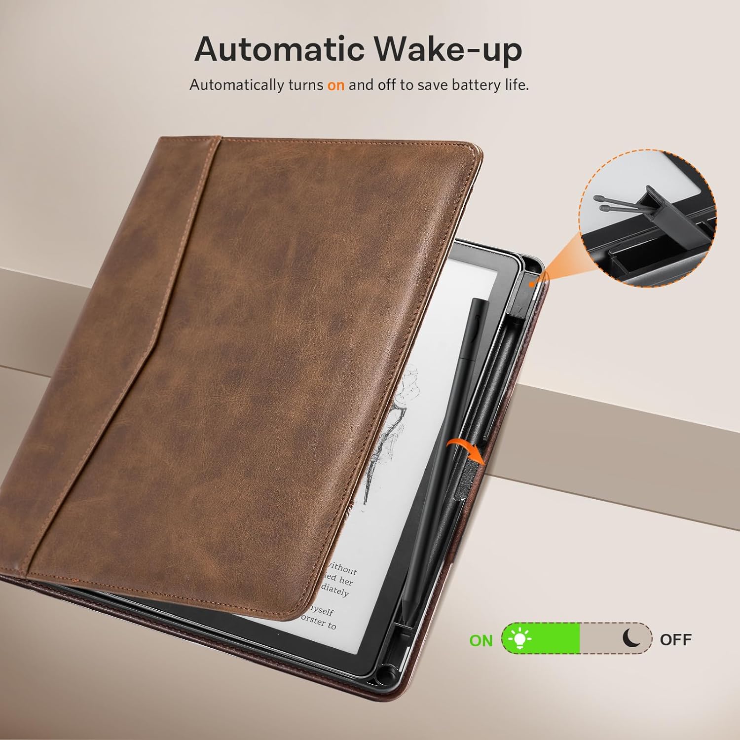 CoBak Premium PU Leather Case for Kindle Scribe 10.2", TouchPad D10, Boox Note Air 3, Folio Cover with Pen Holder, Auto Sleep/Wake, Card Slots & File Folders for Business, Not for Remarkable