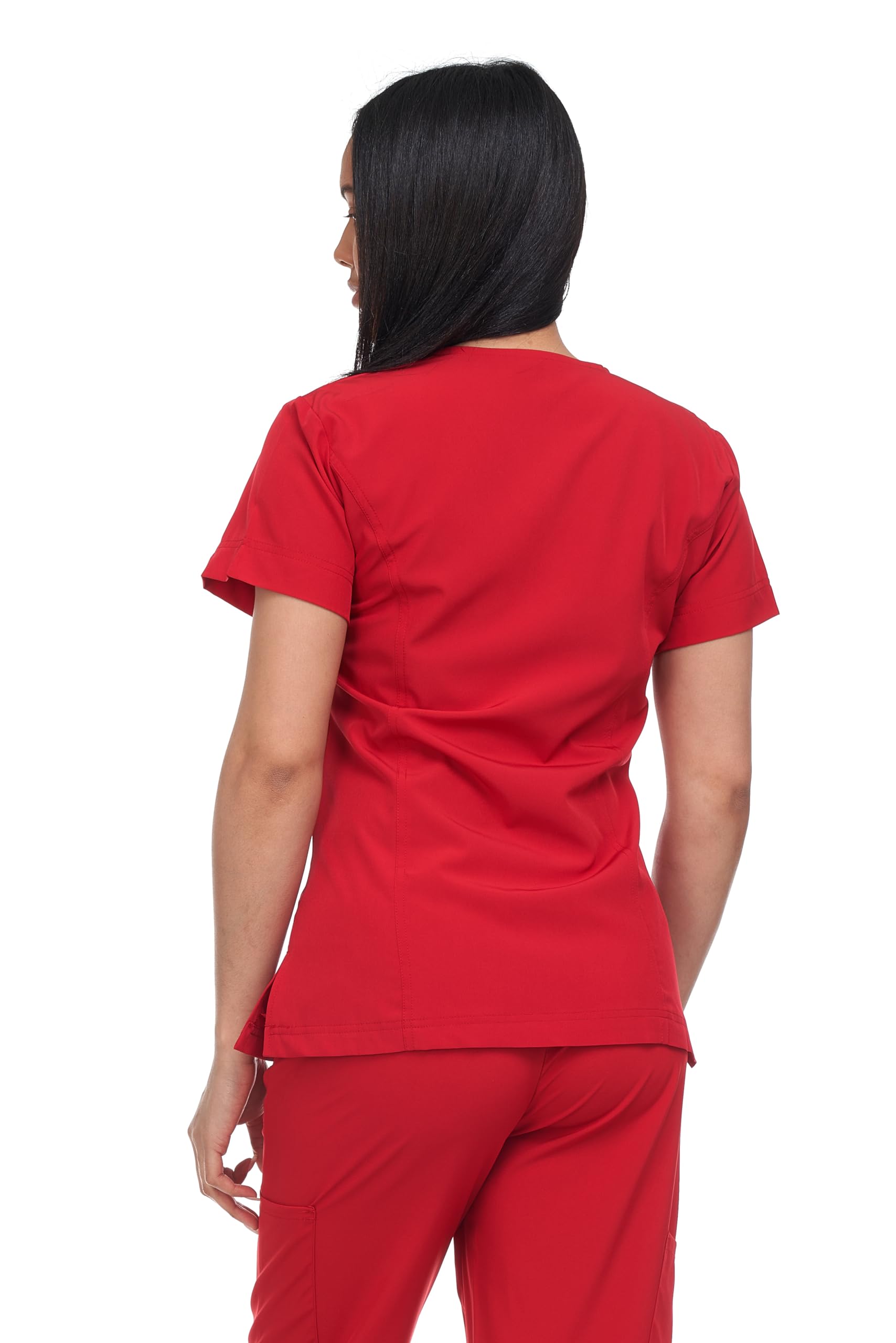 Nurse Scrub Tops for Women, Relaxed Fit, Lightweight Cotton Blend, Flexible Comfort, 4 Way Stretch (US, Alpha, Large, Regular, Regular, 2, Red)