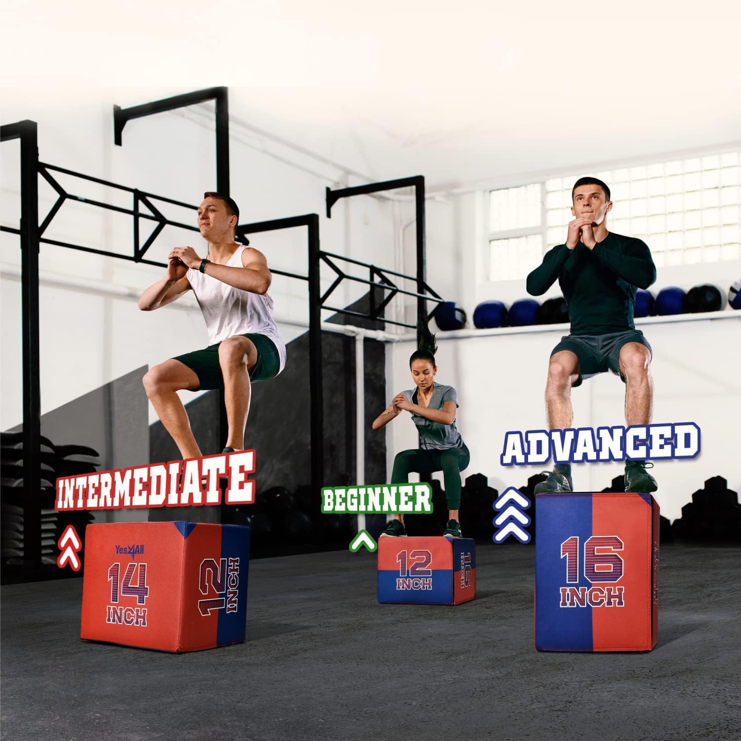 Yes4All 3 in 1 Soft Plyo Box con Anima in Legno, Scatola pliometrica in Schiuma per Esercizi, Crossfit, MMA, Allenamento pliometrico, Disponibile in 4 Misure
