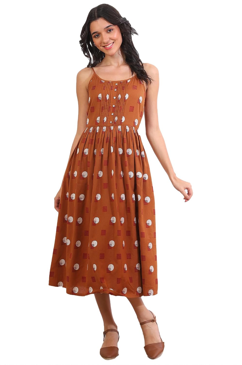 Aurelia Women's Orange Yarn Dyed A-Line Cotton Blend Dresses - Review, Price and Buying Guide