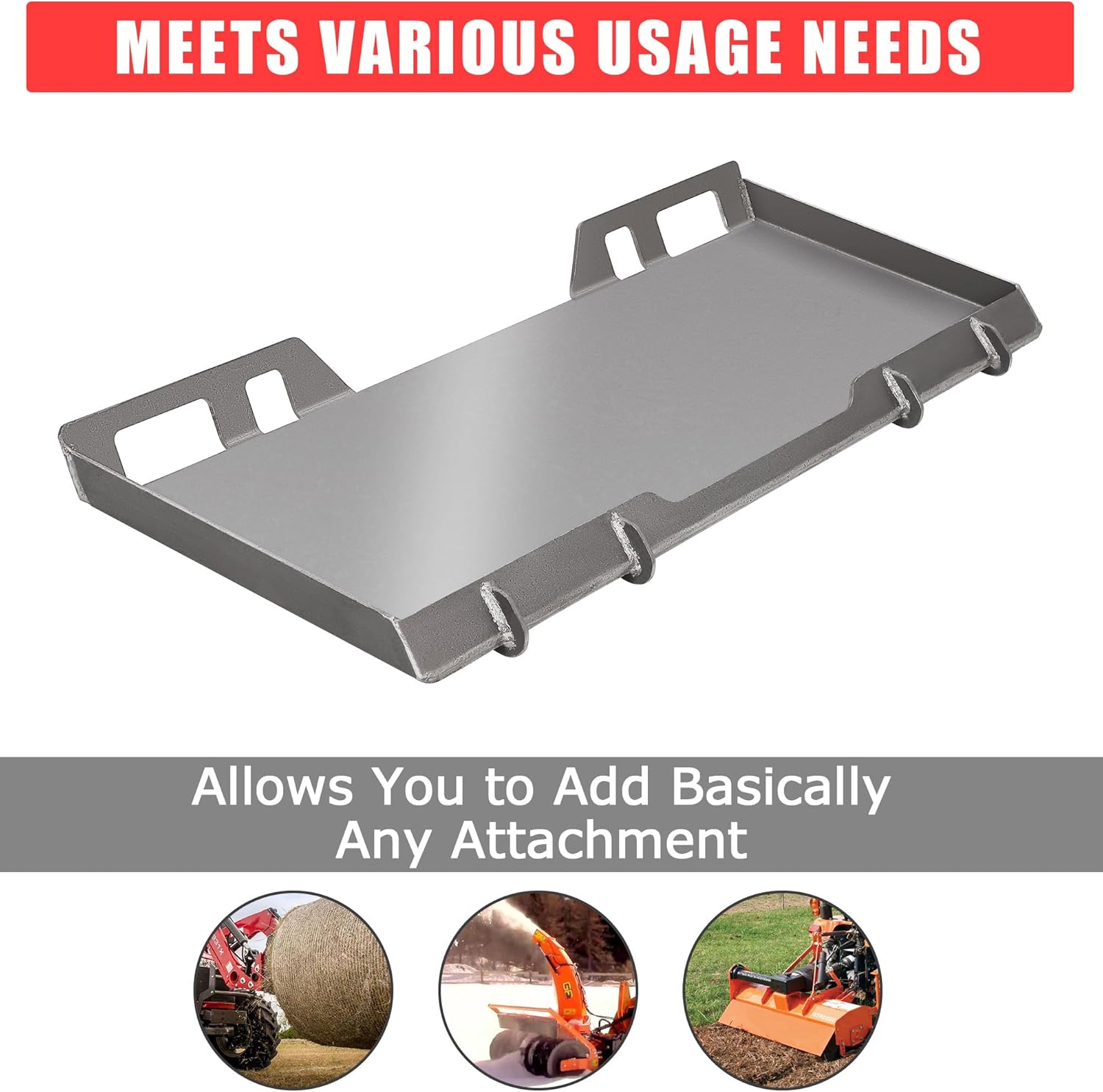 1/4" Universal Skid Steer Quick Attach Mount Plate – Heavy Duty Tractor Attachment Adapter, Compatible with Kubota, Skid Steers & Tractors