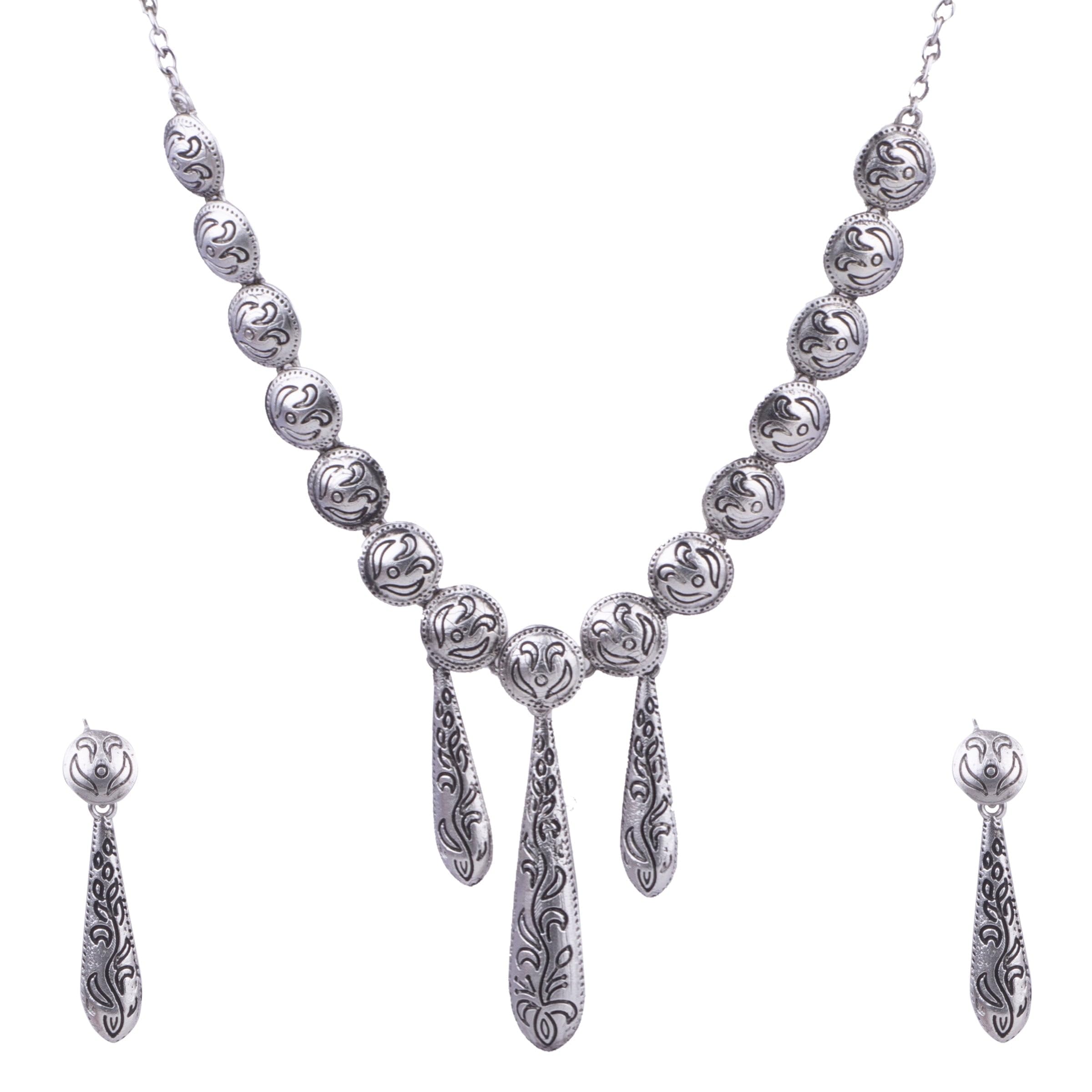 Griiham Oxidised Plated Elegant Necklace Set