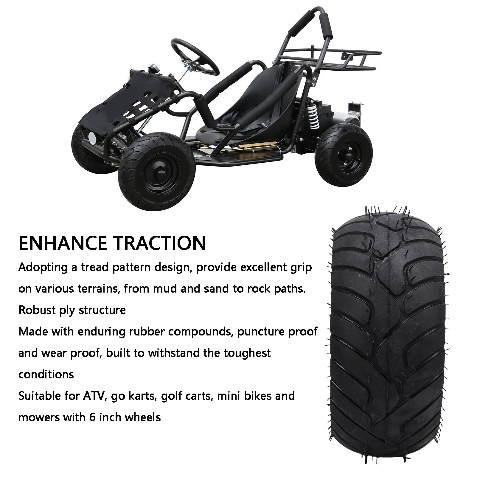 CCYLEZ 13x5.00-6 ATV-Reifen mit Felgen, 6-Zoll-Reifen und Rädern, Gummi-Laufreifen und Radbaugruppe für ATV UTV Go Karts Carts Mini Bikes Mäher, 13/5.00-6