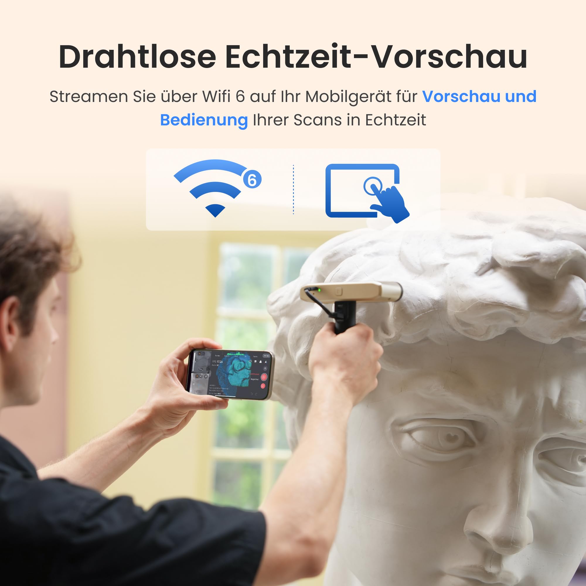 Revopoint INSPIRE 2 3D-Scanner Premium & 3D-Scan-Spray, Mehrstrahl-Laser & Strukturiertes Licht, Scannen im Freien & Kabelloses Scannen, Vollfarbscans, Optischer Zoom