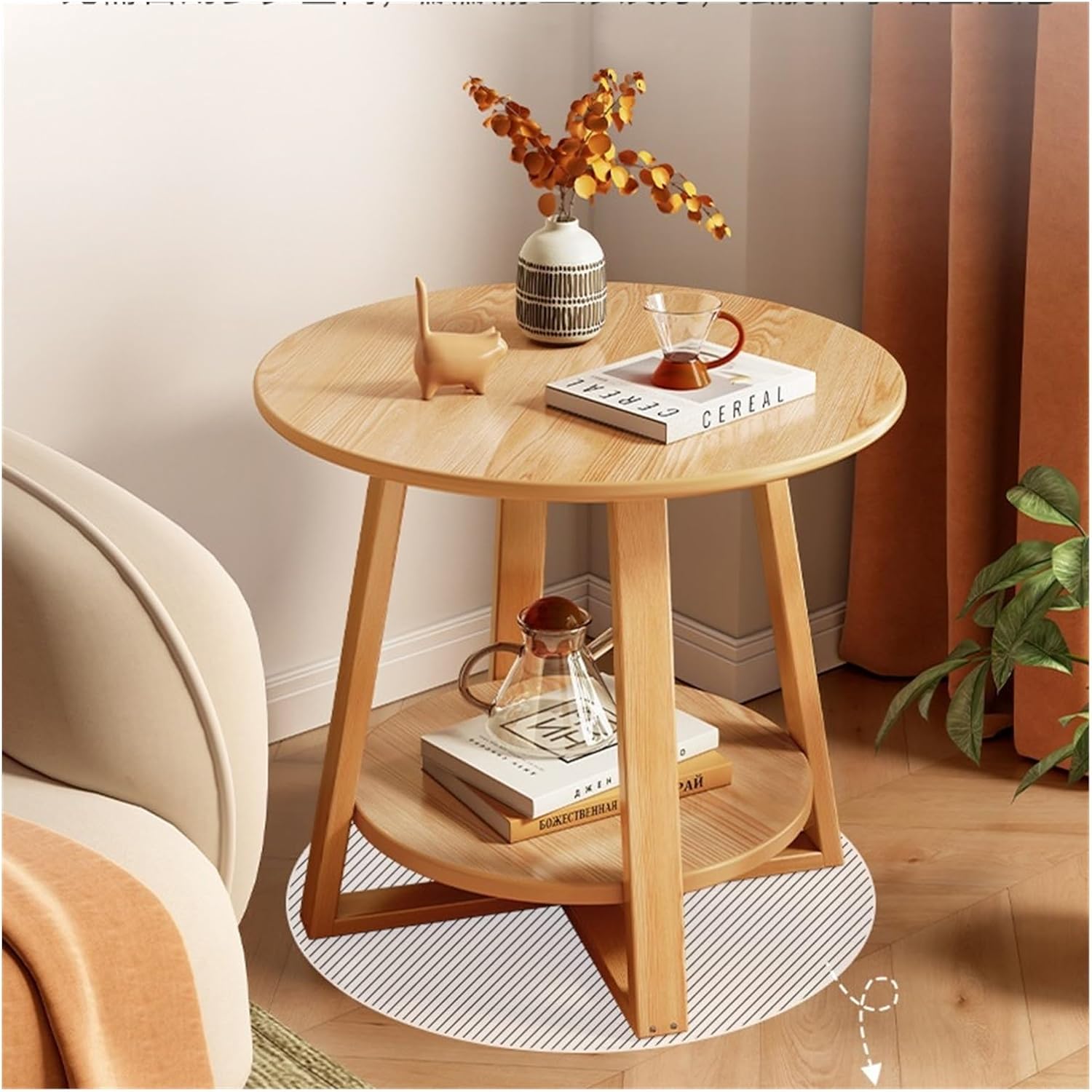 Side End Table Small Round Table Small Table Small Sofa Small Side Table Solid Wood Bedroom Bedside Table Shelves Balcony Small Coffee Table Accent Coffee Table for Living Room Bedroom Office