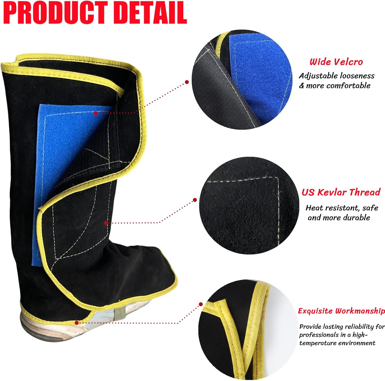 BLIRITEL Leather Welding Spats, 13 Inch Welding Boot & Shoes Covers, Heat and Abrasion Resistant Welder Foot Protectors Covers, Welding Gaiters Gift for Men Welders - Image 6