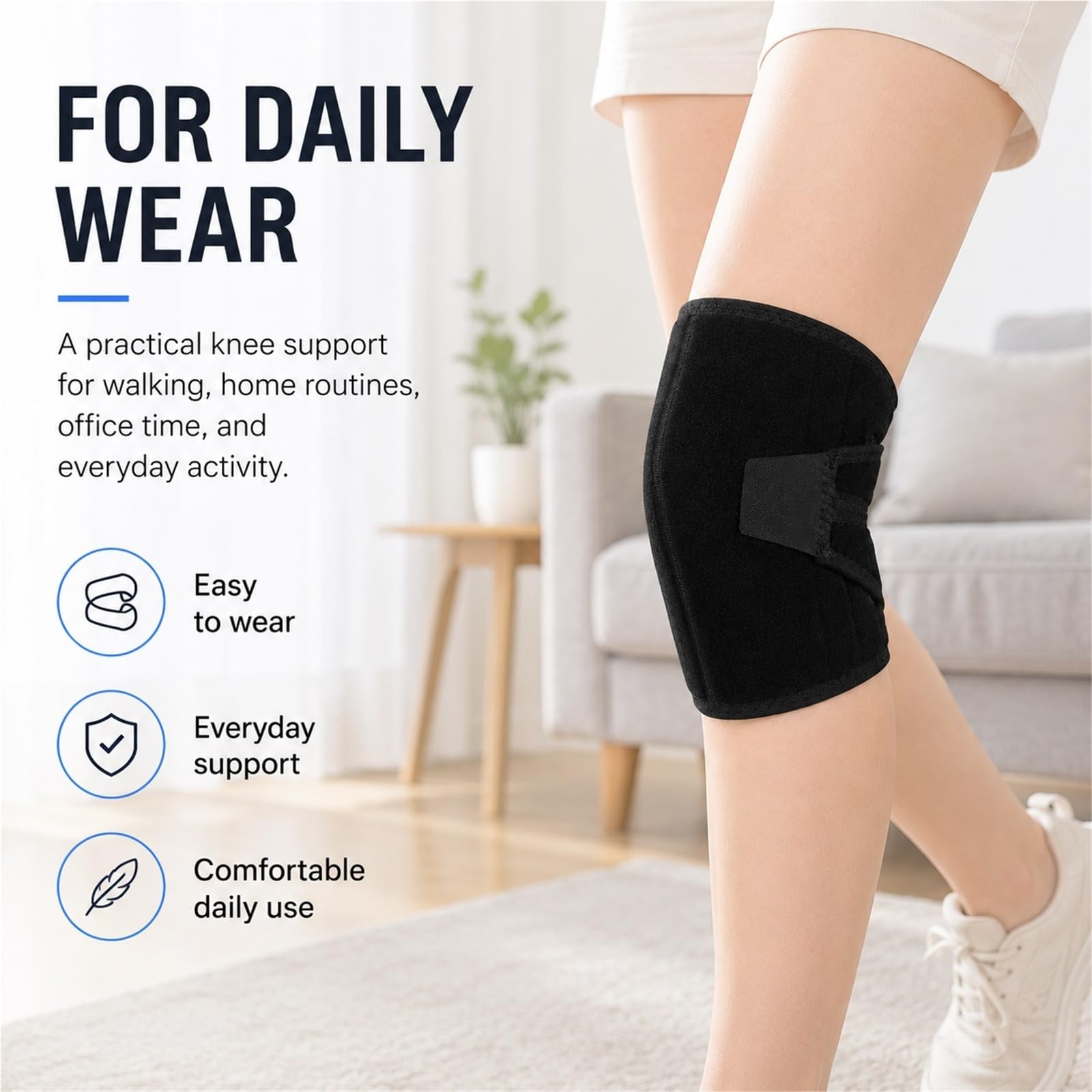 Rodillera Universal Estabilizadora para Alivio de Dolor de Rótula y Osteoartritis Soporte Ajustable para Esguinces Leves con Correas de Compresión Talla Única