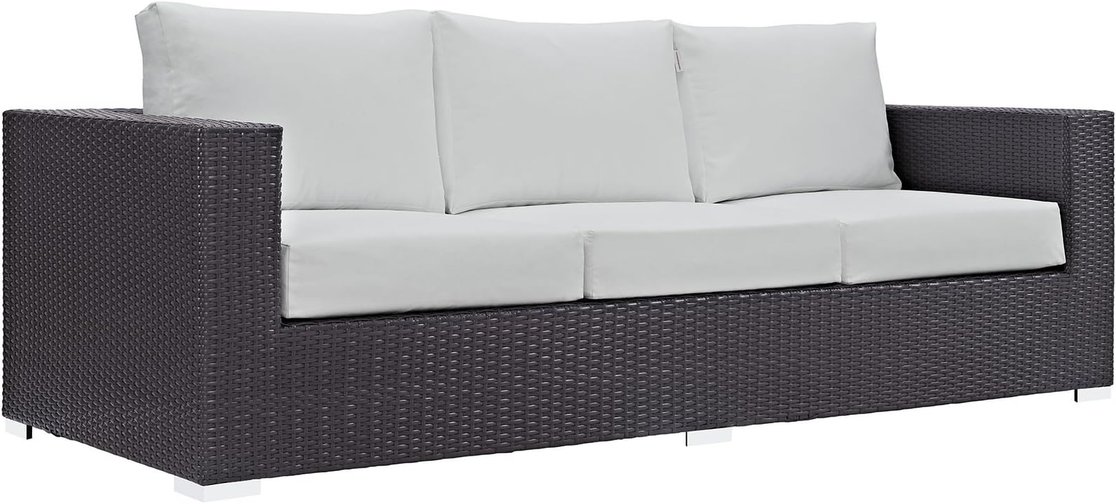 Modway Convene Wicker Rattan Outdoor Patio Sofa in Espresso White