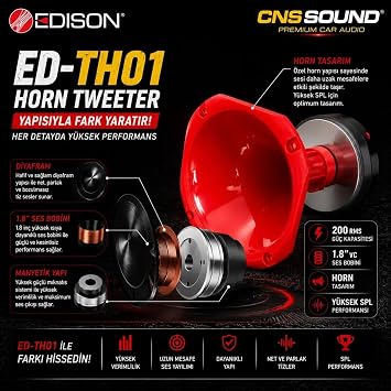 Edison ED-TH01 Horn Tweeter, 200 RMS, 1.8 Ses Bobini, 2 Adet