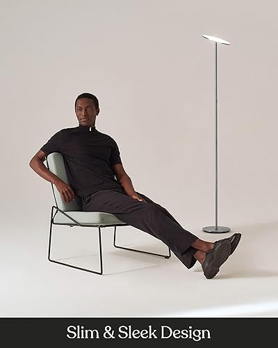 Vista 8 de Lámpara de pie LED de 30 watts Brightech Sky Platino (Platinum Silver)