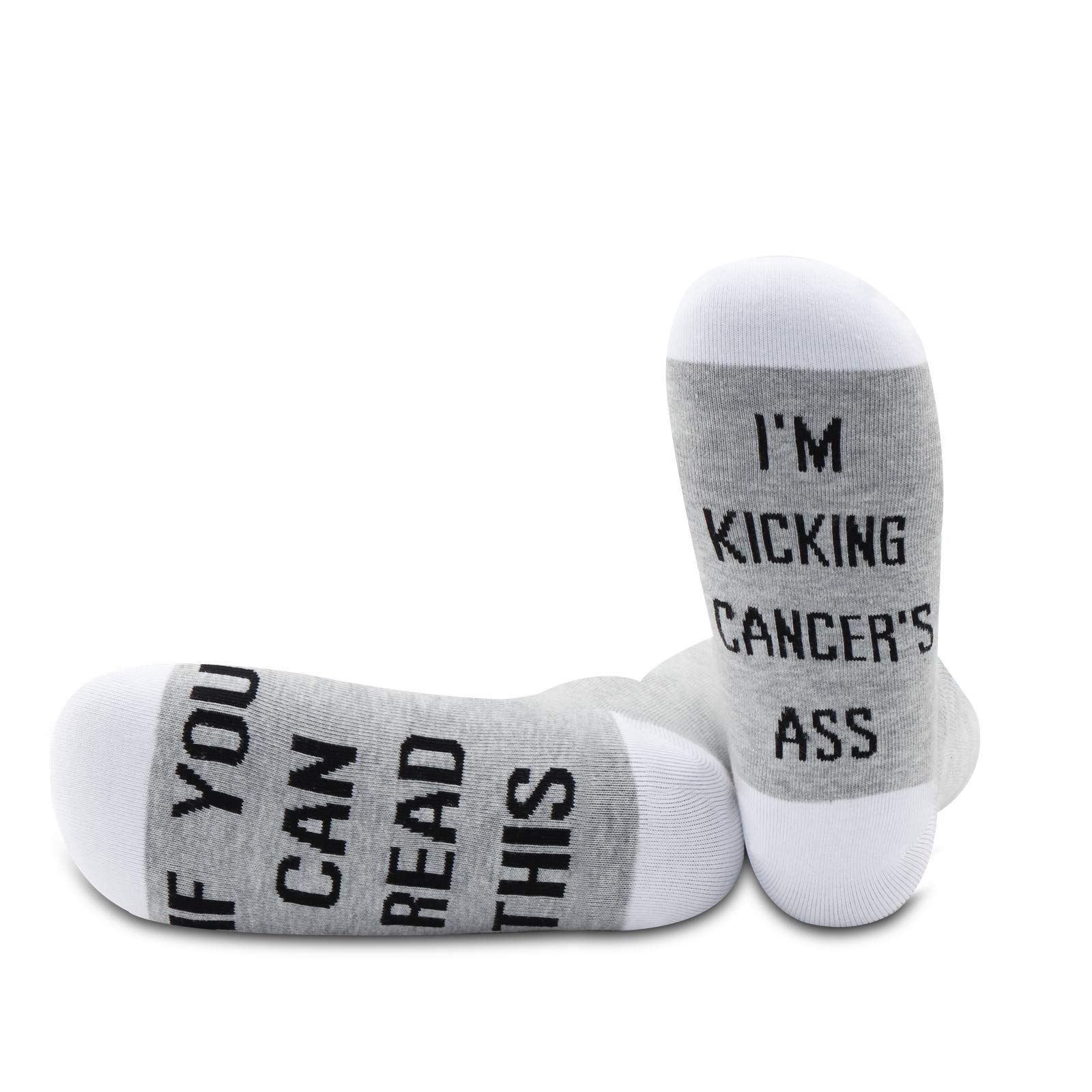 NOBRANDS PYOUL Cancer Awareness Socks Cancer Survivor Gift You Can Read This I'm Kicking Cancer's Ass Socks (Kicking Cancer's Ass 1 pair)