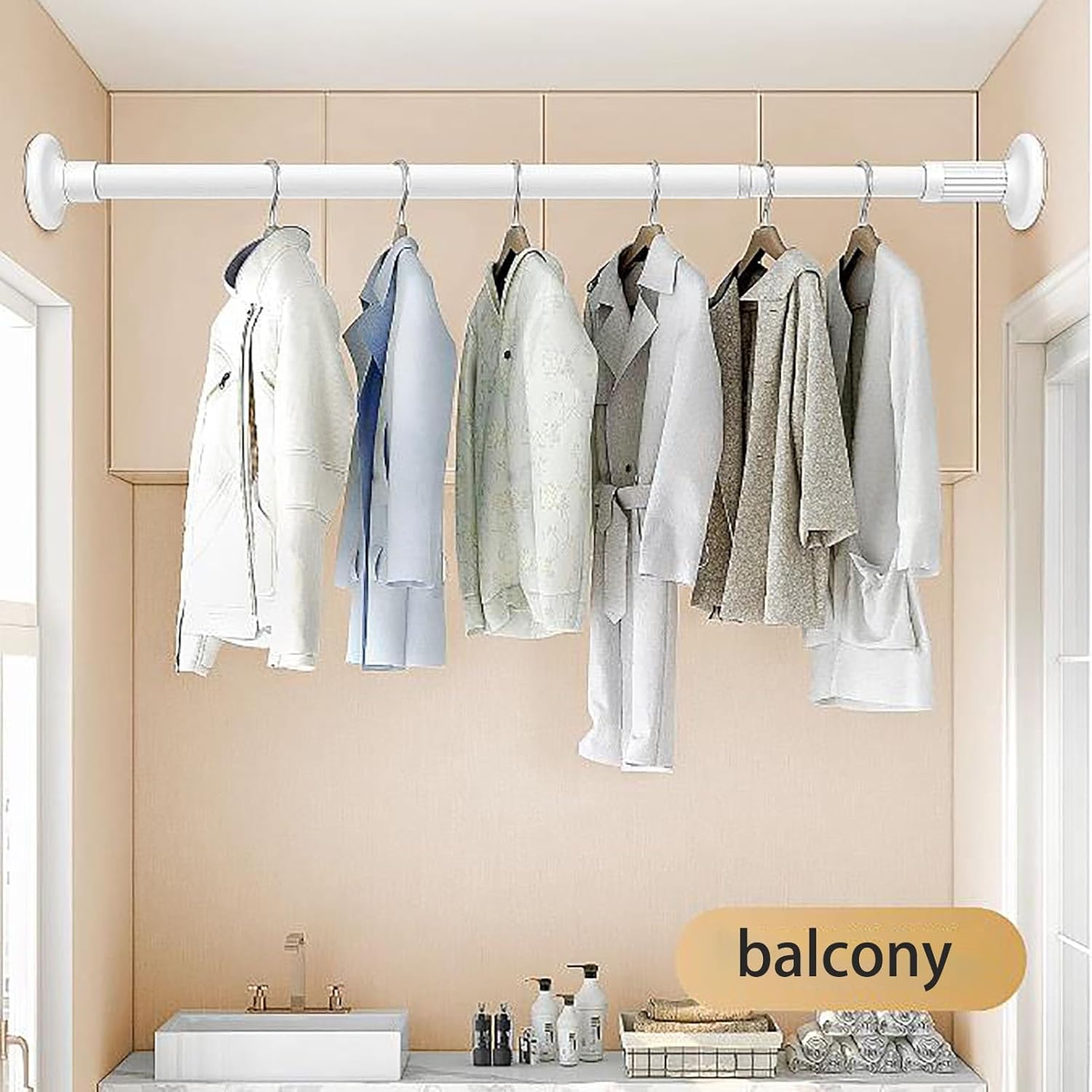 Closet Tension Rod，Stainless Steel Adjustable Expandable Pressure Curtain Tension Rods for Kitchen, Bathroom, Window,Home (Color : Black, Size : 1.0~1.7m)
