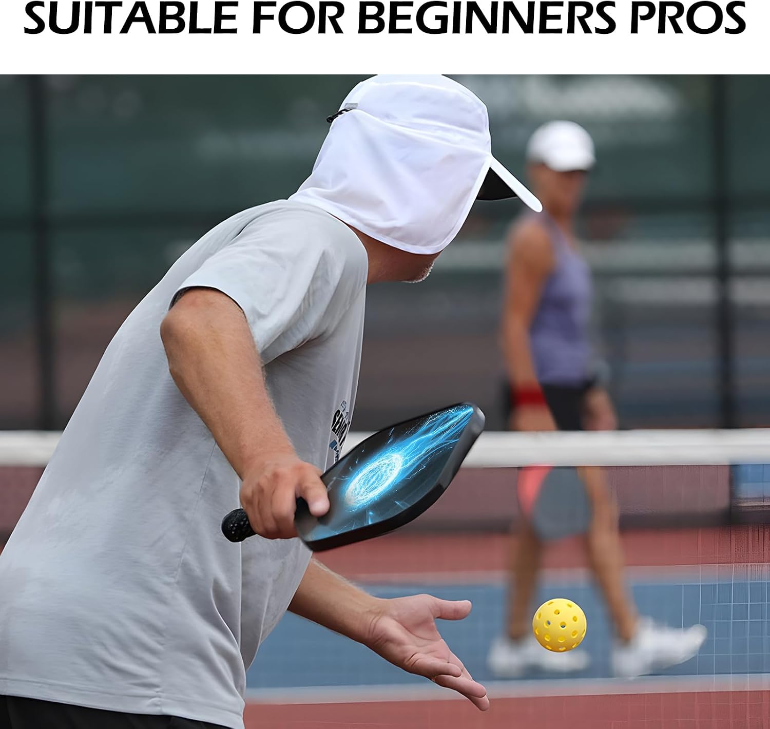 11 Pcs Pickleball Paddles Set Fiberglass Pickleball Set Carbon Fiber 2 Pickleball Paddle Lightweight Racket with 4 Outdoor 2 Indoor Pickleball Balls 2 Cooling Towels & Carry Bag Gift for Men Women