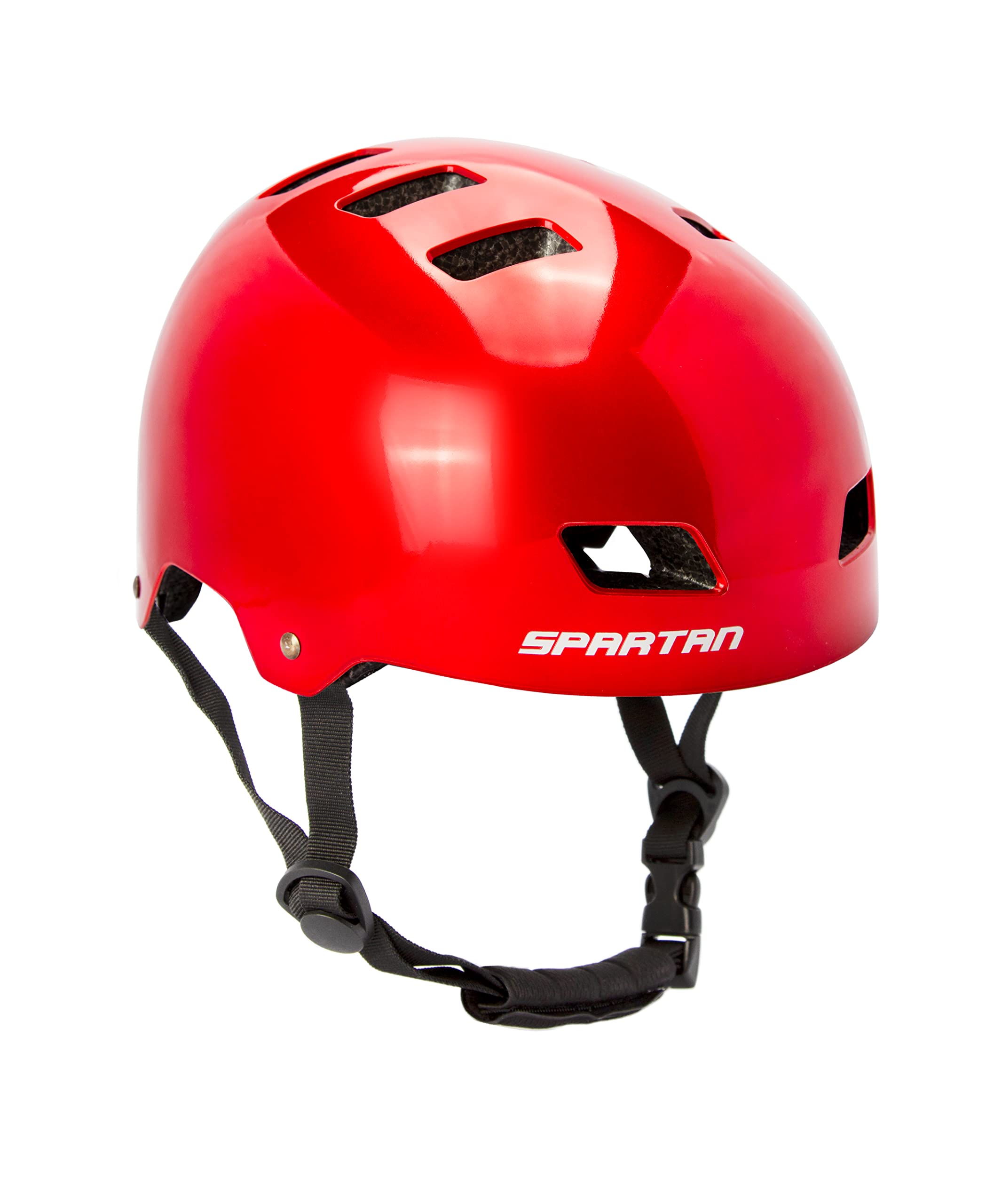 Mirage Jr Kids Skate Helmet | S/M Size 53–56 cm | Satin Red Finish | ABS Shell with EPS Foam and Sponge Liner | Dial-Fit Head Ring | 12 Air Vents | Quick-Release Buckle | Multi-Sport | SP-9088