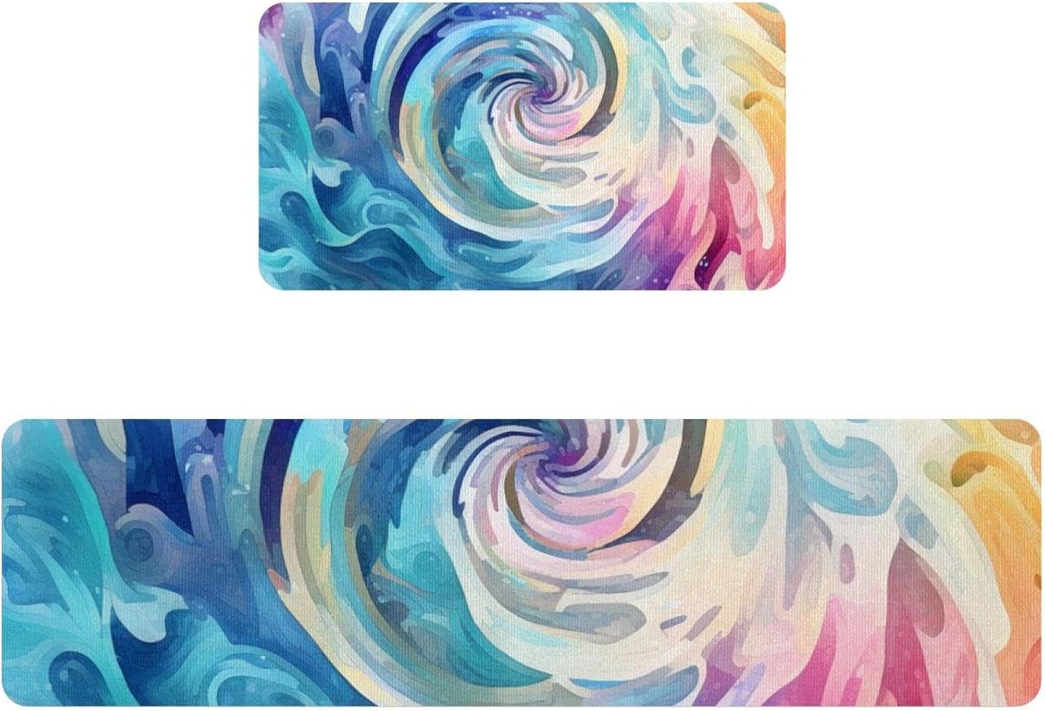 Artistic Flowing Mysterious Swirl Texture Kitchen Mats and Rugs 2 Pieces Set Absorbent Kitchen Runner Rug for in Front of Sink Kitchen Floor Mats Comfort Standing Desk Mat Pads