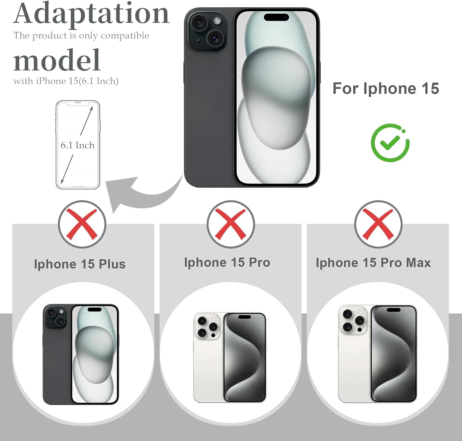 Back Glass Replacement for iPhone 15(6.1 inches Black) Integrated Glass & Wireless Charging Repair Tools are Included
