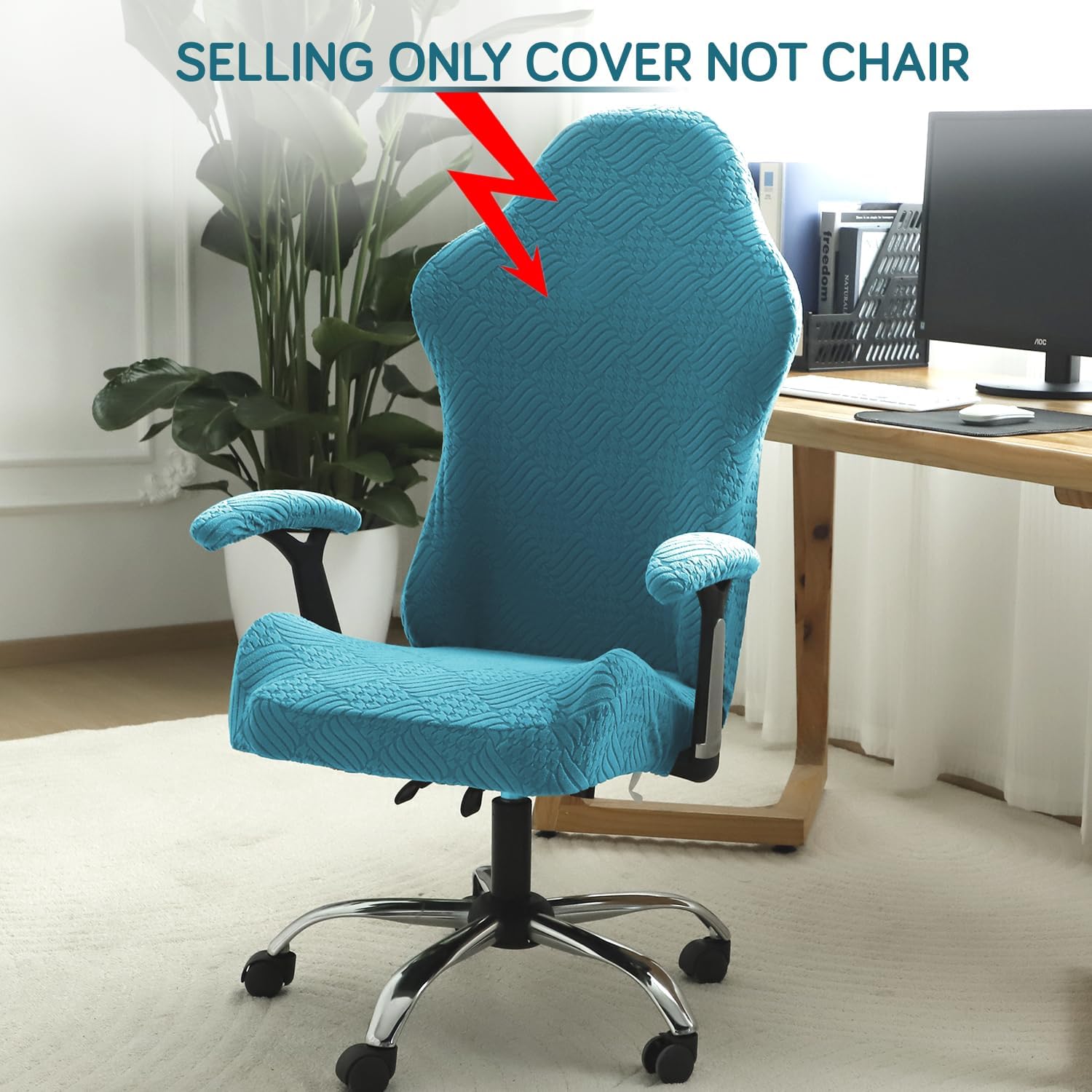 Turquoise Gaming Chair Cover - Stretchable & Revolving -2 Turquoise Gaming Chair Cover - Stretchable & Revolving -2