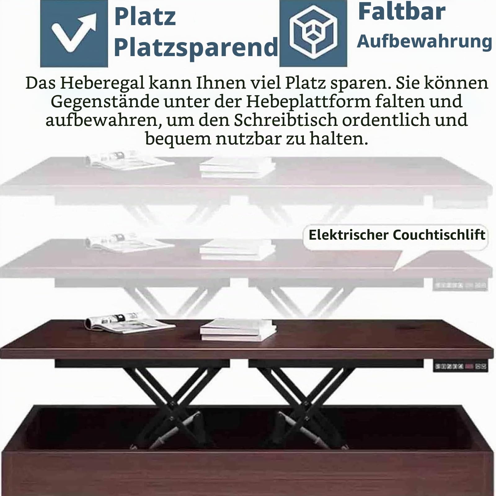 333 lbs Tragkraft, Einzelscherenhubtisch, elektrischer Hubtisch, 7,68-26,77 Zoll höhenverstellbare Hebeplattform, Couchtischlift mit 4 Rädern, für Materialhandhabung und Transport,50kg
