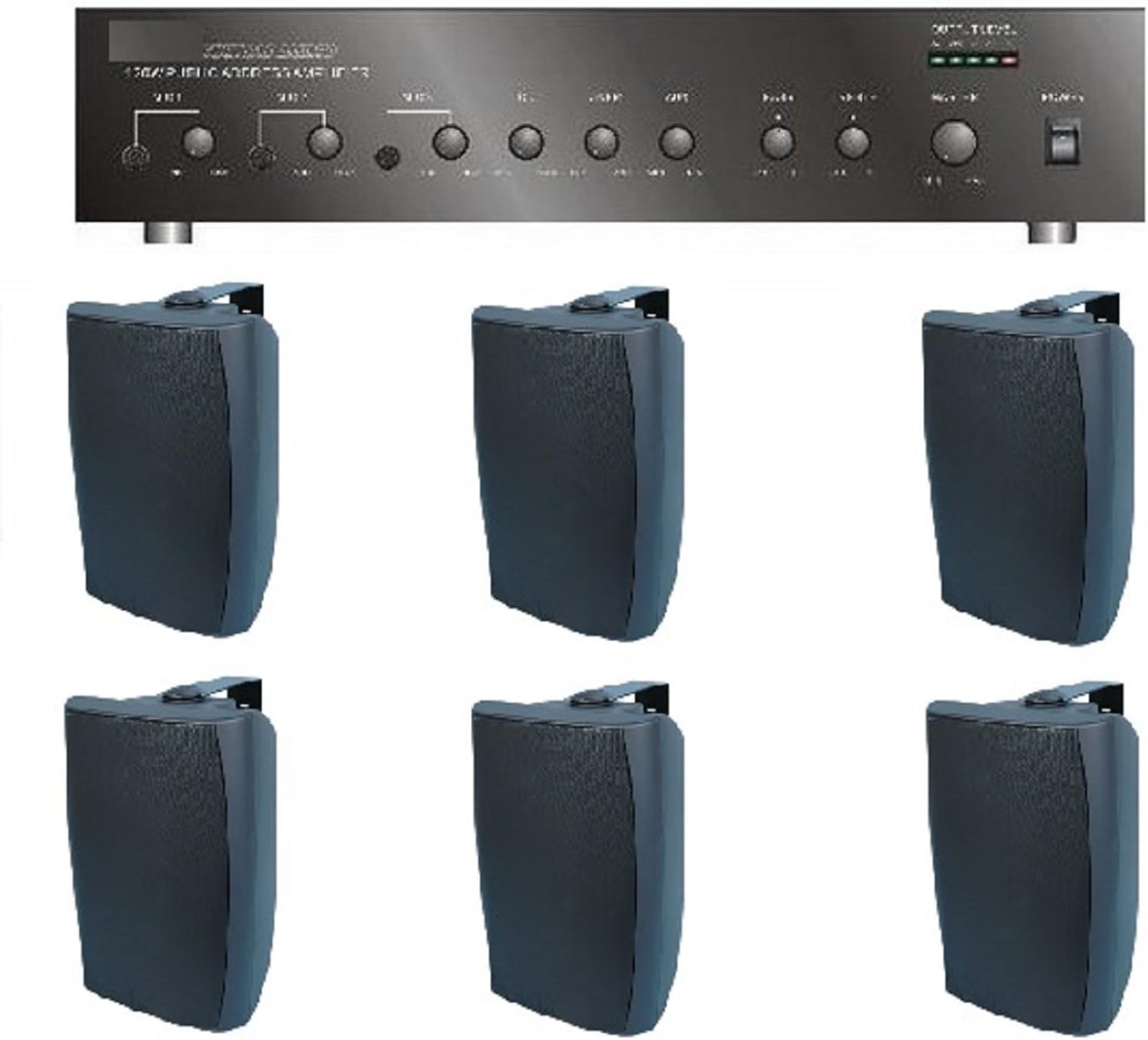 Store/Salon/Restaurant Business Background Music Sound System- Amp, 6 Surface Speakers +
