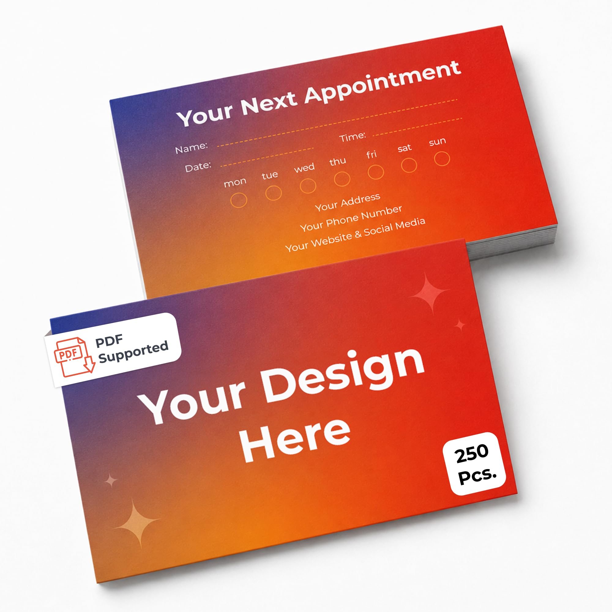 Personalised Appointment Cards, Add Logo, Design or Text, 250 Pack, 324 GSM, 85 x 55 mm, Double-Sided Printing, Appointment Reminder Cards for Local Businesses and Shops