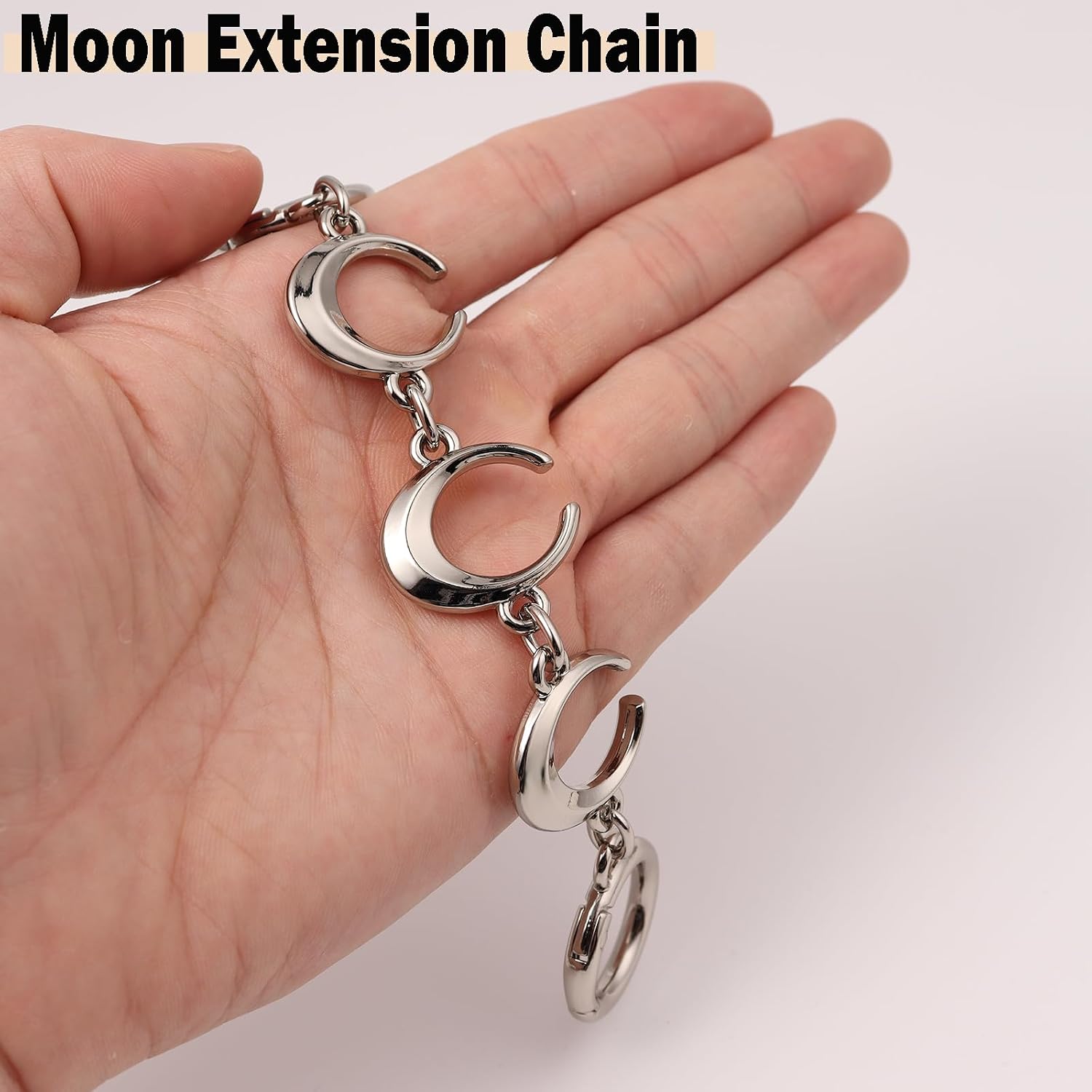 2Pcs Bag Extender Chain Moon Purse Strap Extenders for Handbags Purse Extender Chain Bag Charms for Handbags (Silver) image 4