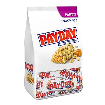 PAYDAY Peanut Caramel Snack Size, Candy Party Pack, 30.1 oz