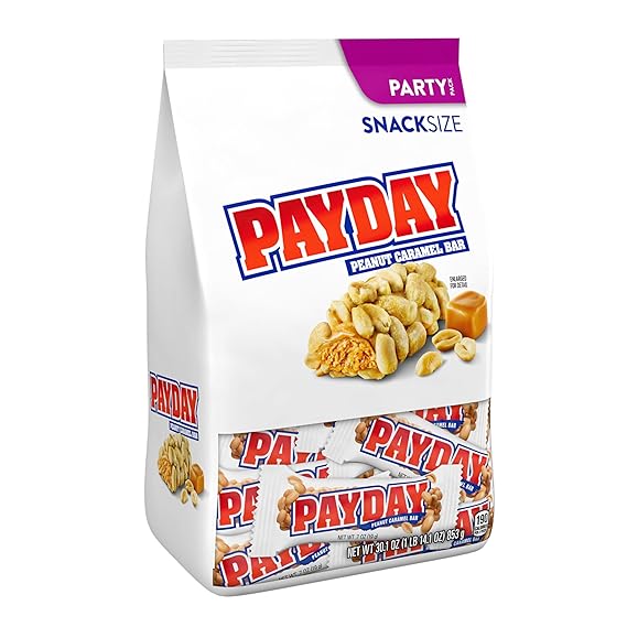 PAYDAY Peanut Caramel Snack Size, Candy Party Pack, 30.1 oz