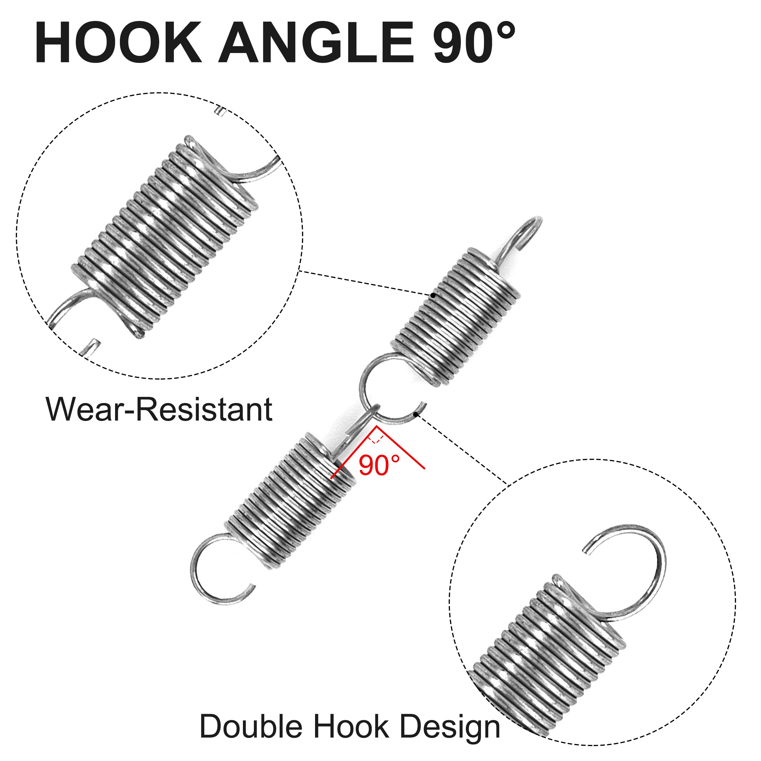 GUNGY Lot De 20 Ressorts De Traction 20mm - Acier Inoxydable 0.4mm - Force 0.4KG - Crochets 90 Degrés