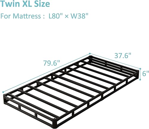 Miniatura 76 de Base de cama individual de 2 pulgadas, base de colchón de metal de perfil bajo de 2 pulgadas, 2000 libras, capacidad máxima de peso, sin ruido,