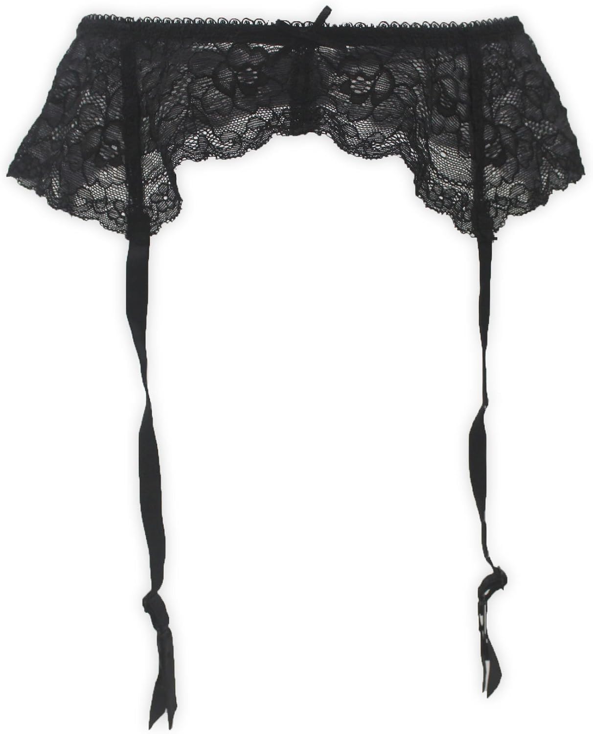 TVRtyle Black Lace Sexy Women Metal Clips Garter Belts for Stockings (Large)