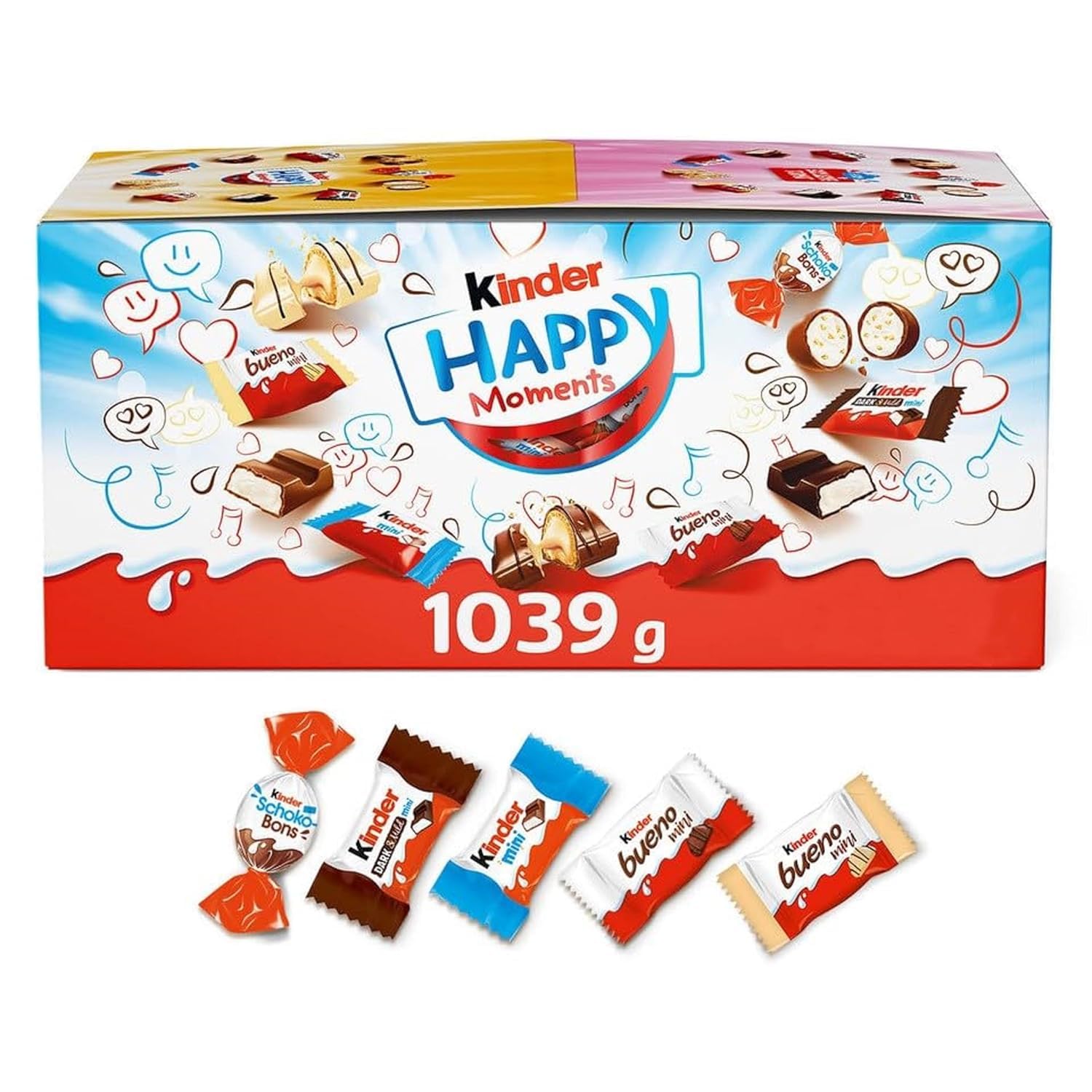 kinder Happy Moments Mini Mix – Mischung aus Spezialitäten von kinder – 5 verschiedene Sorten – Muttertagsgeschenk, Vatertagsgeschenk – 1 x 1039 g Großpackung Schokolade