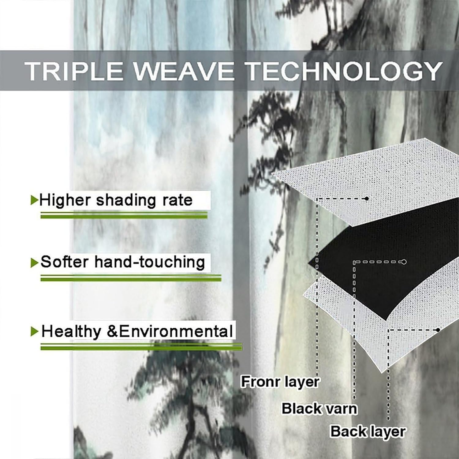 Japanese Curtains Cherry Blossom Asian Japanese Nature Landscape Mountain Curtain with Rod Pocket for Bedroom Living Room Home Decor Drapes Window Treatments 2 Panels Set 42" W X 63" L