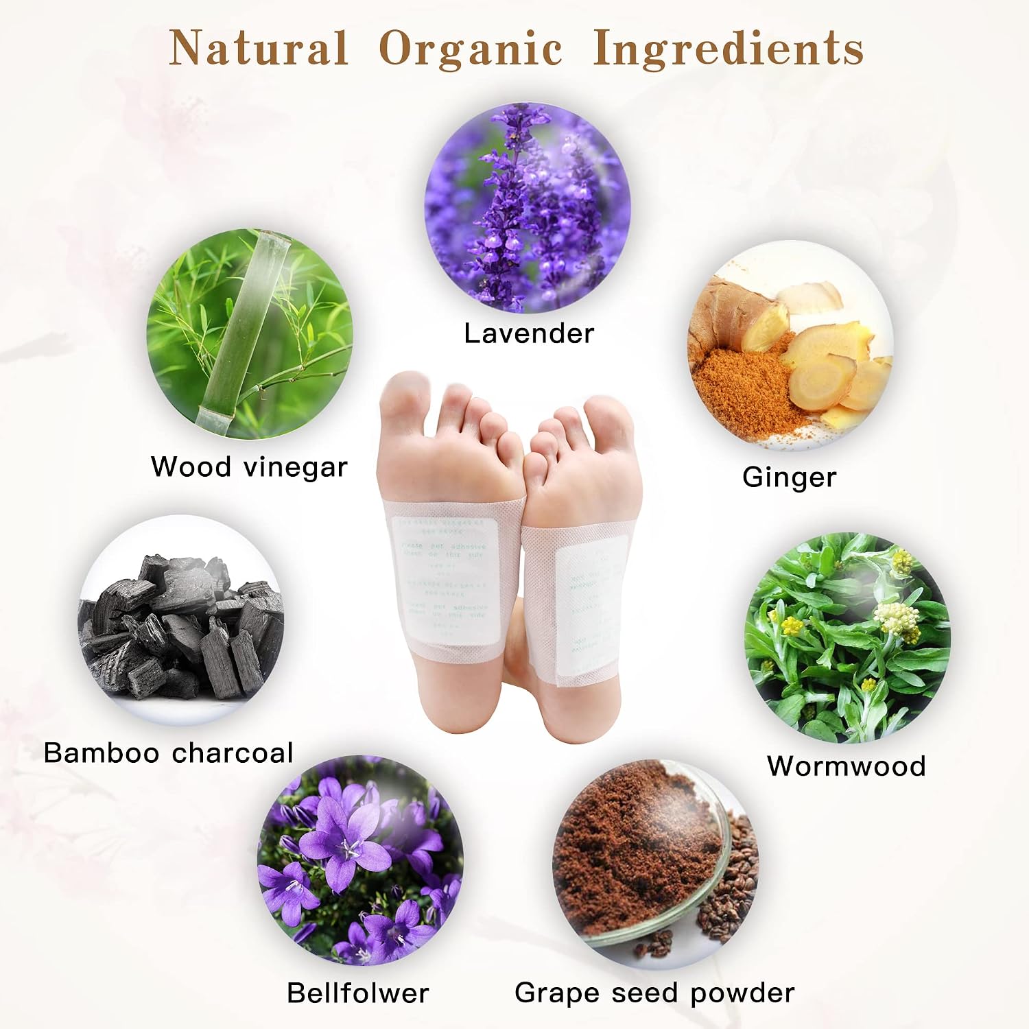 maguja 100PCS Natural Ginger Foot Pads Foot and Body Care, Sleep & Feel Better, Organic Ingredients, Unisex, Shoe Inserts