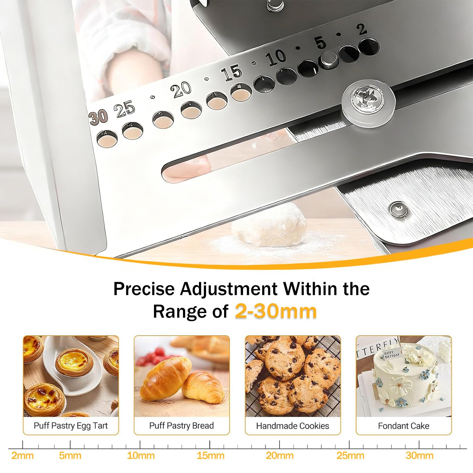 Máquina laminadora eléctrica de Acero Inoxidable para Croissants, Pasteles, Pizza y hojaldre - Laminadora Profesional de sobremesa, Equipo de panadería de 220 V